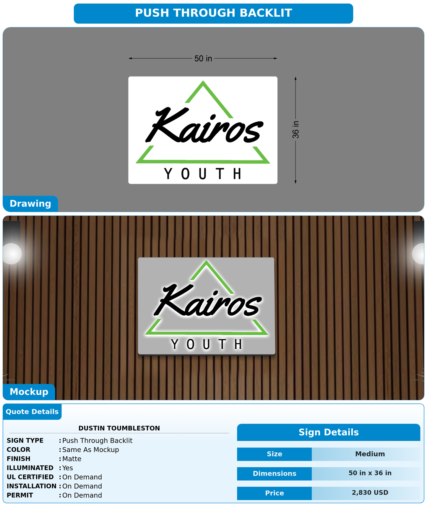 CUSTOM MOCKUP SIGN FOR Dustin Toumbleston