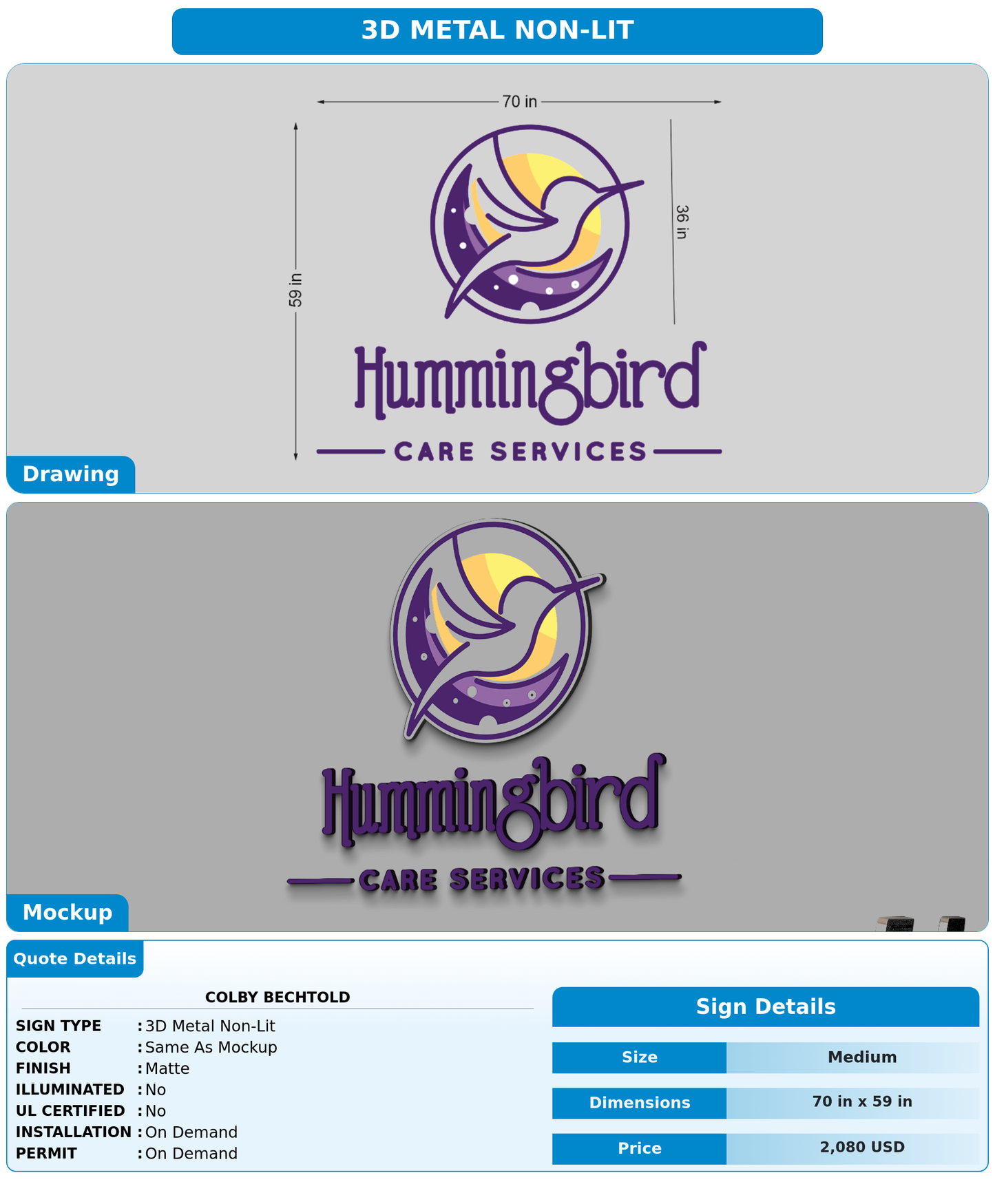 CUSTOM MOCKUP SIGN FOR Colby Bechtold