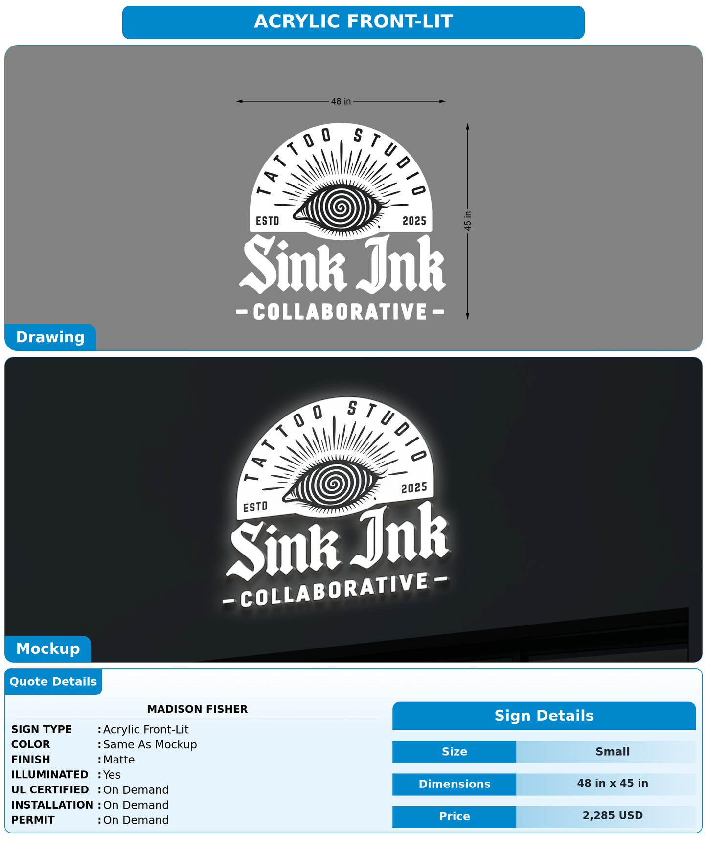 CUSTOM MOCKUP SIGN FOR Madison Fisher