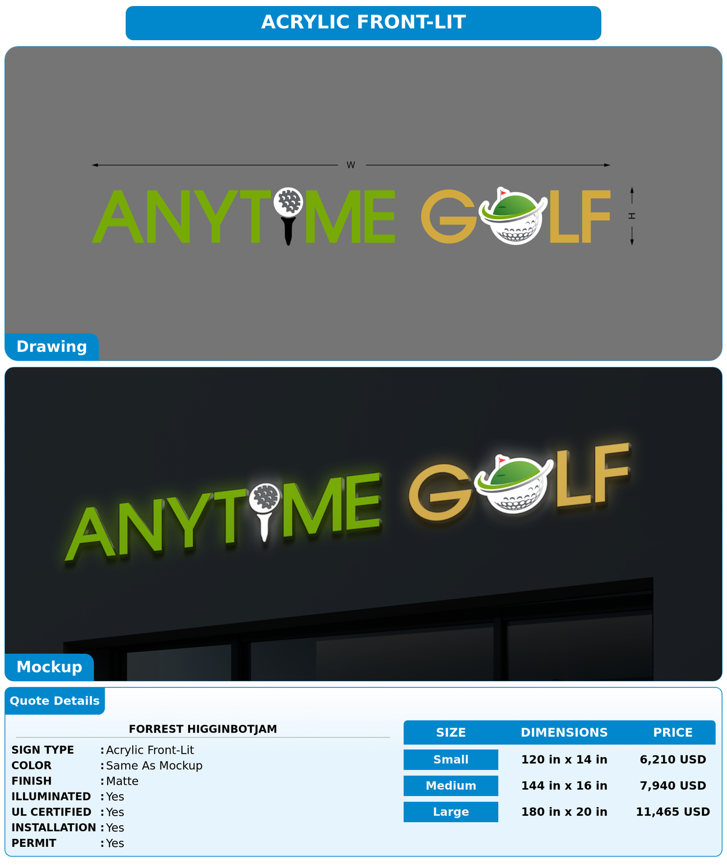 CUSTOM MOCKUP SIGN FOR Forrest Higginbotjam