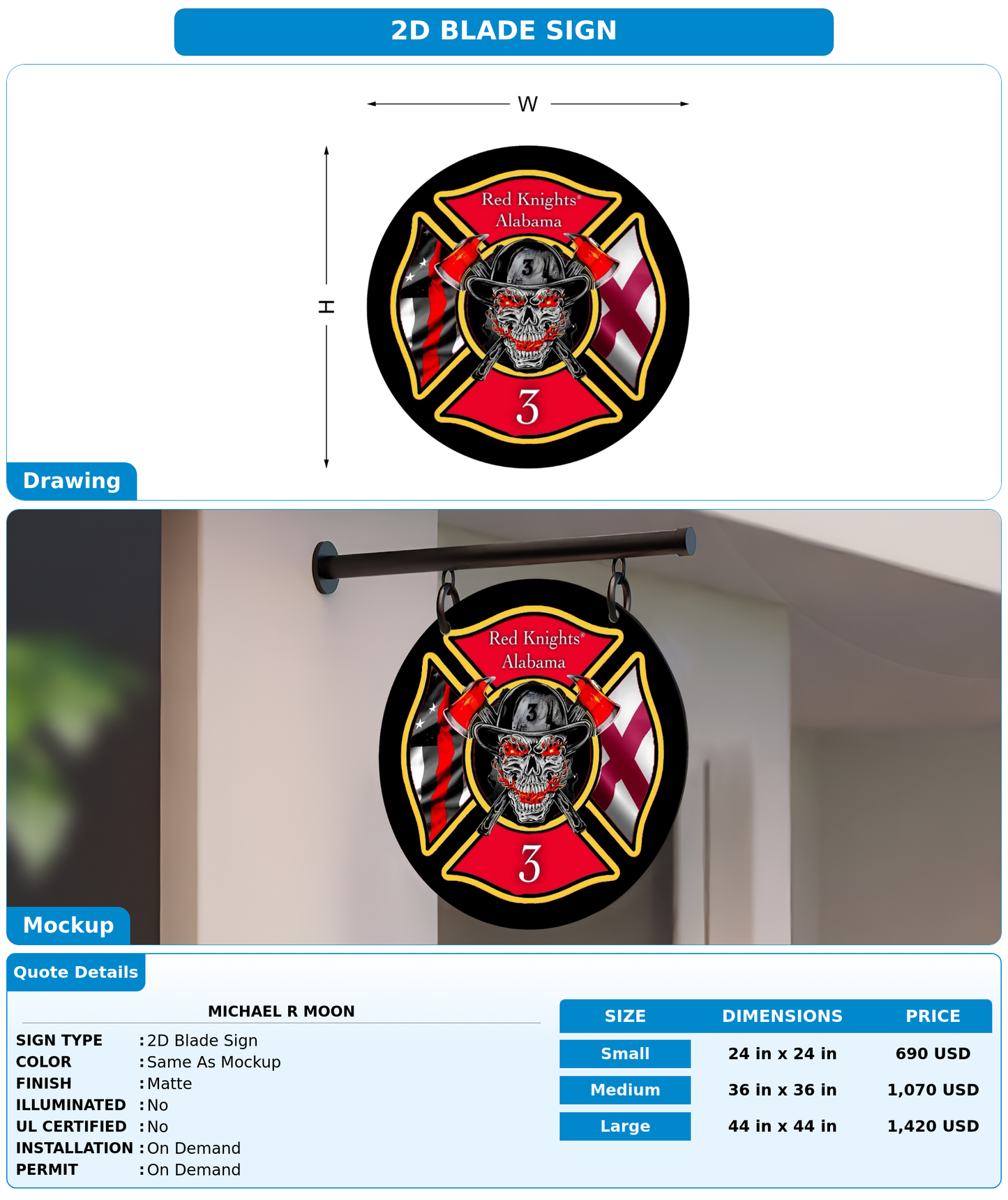 CUSTOM MOCKUP SIGN FOR Michael R Moon