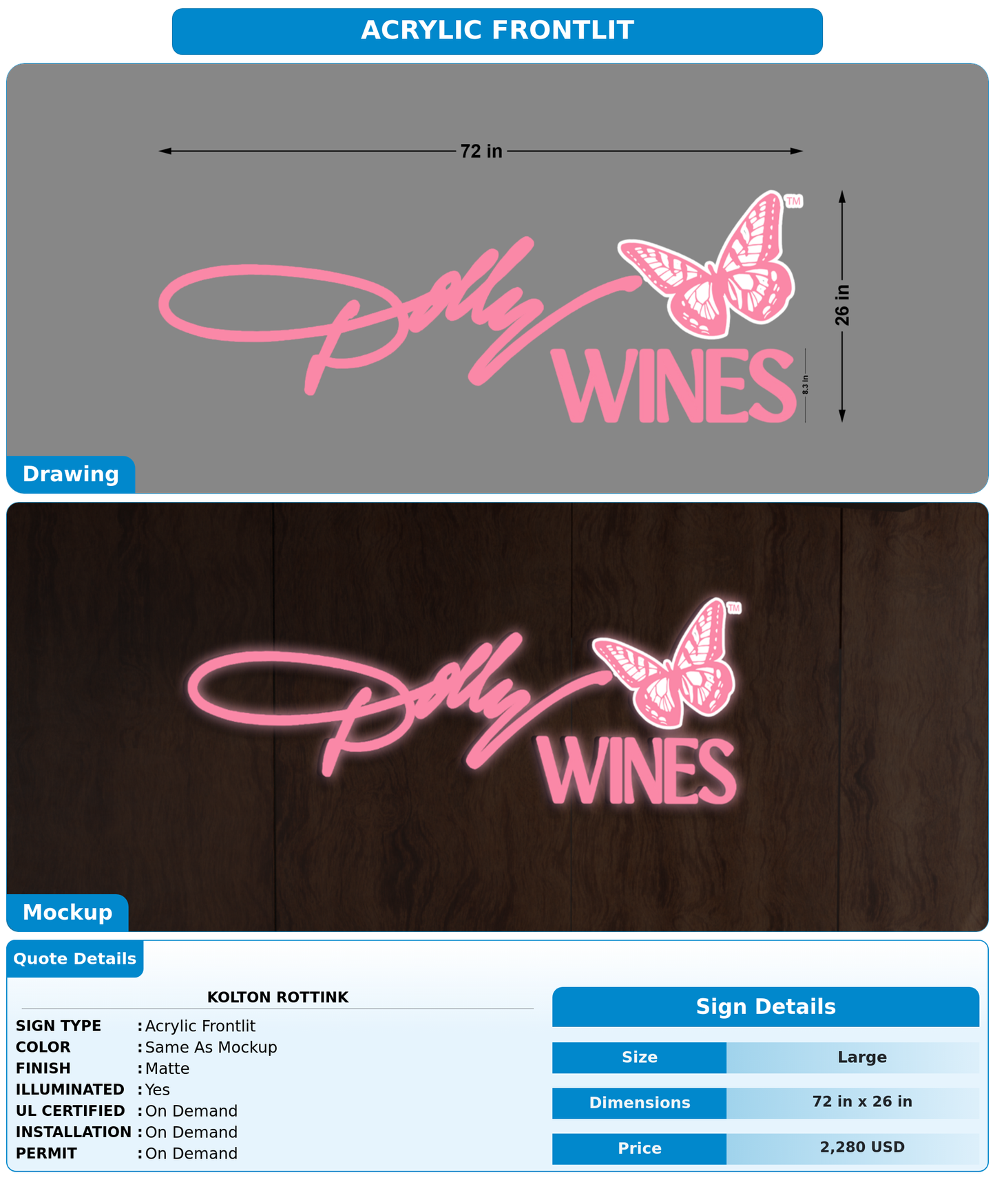 CUSTOM MOCKUP SIGN FOR Kolton Rottink