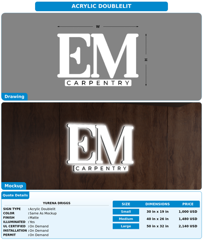 CUSTOM MOCKUP SIGN FOR Yurena Driggs