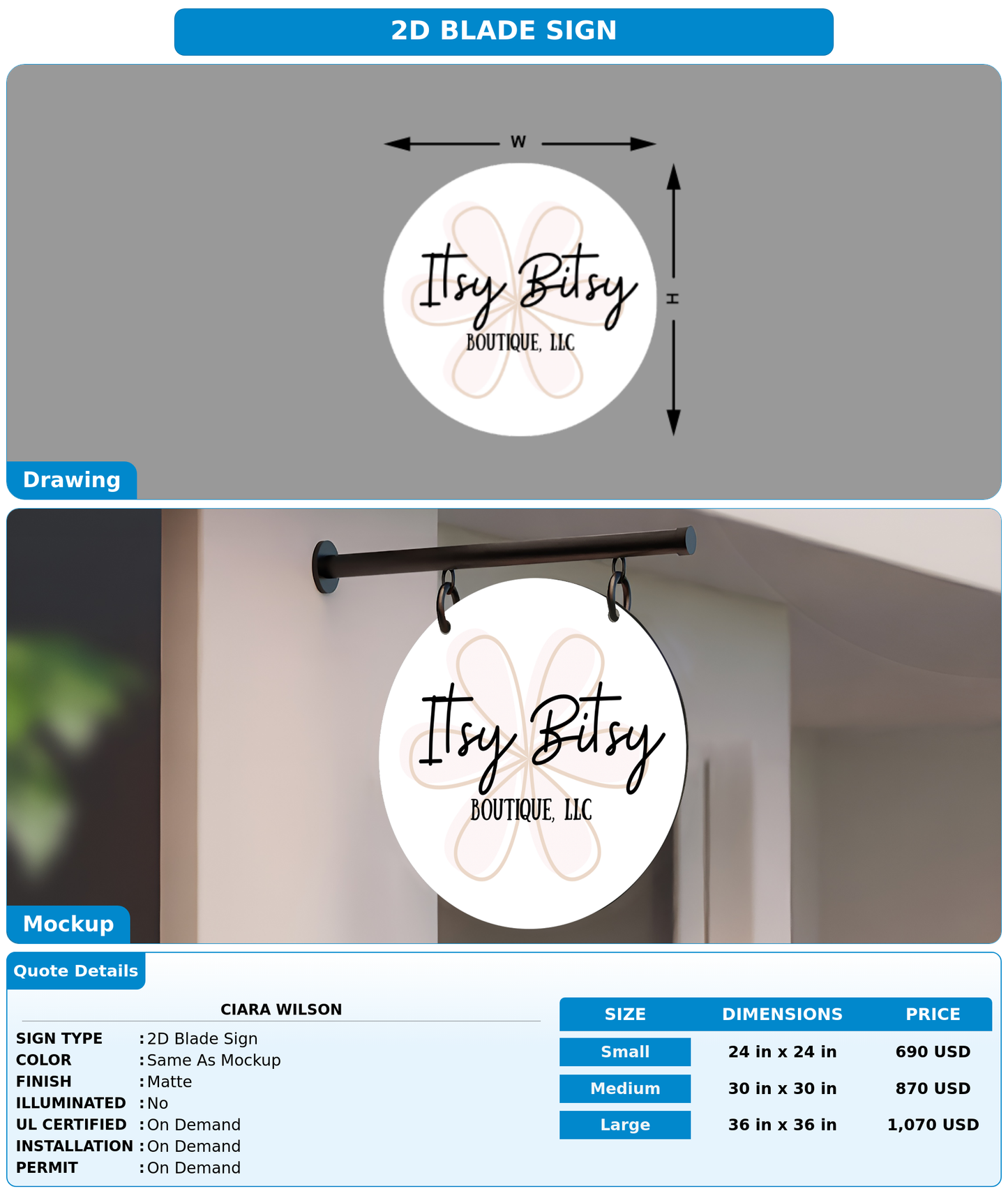 CUSTOM MOCKUP SIGN FOR Ciara Wilson