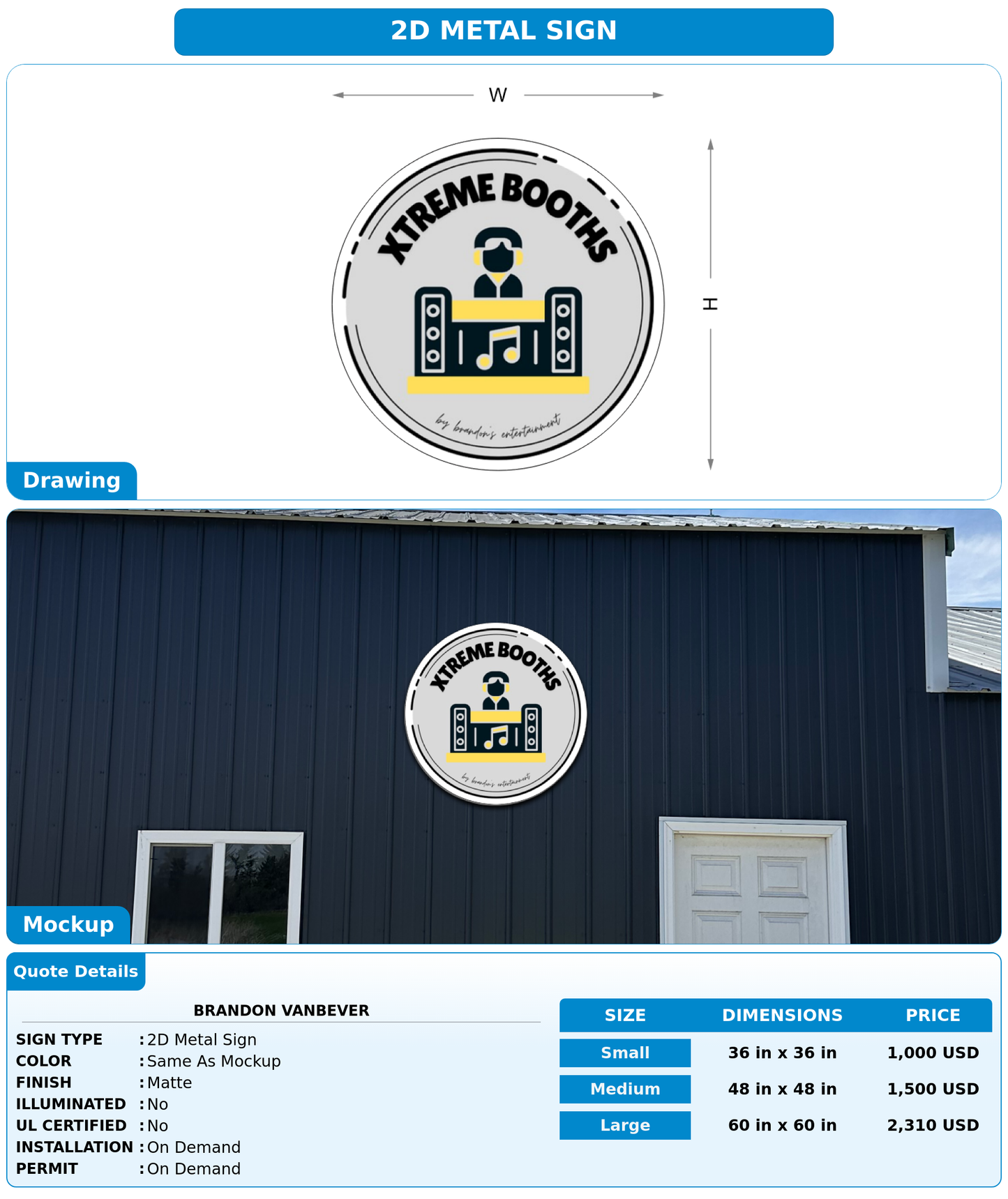 CUSTOM MOCKUP SIGN FOR Brandon VanBever