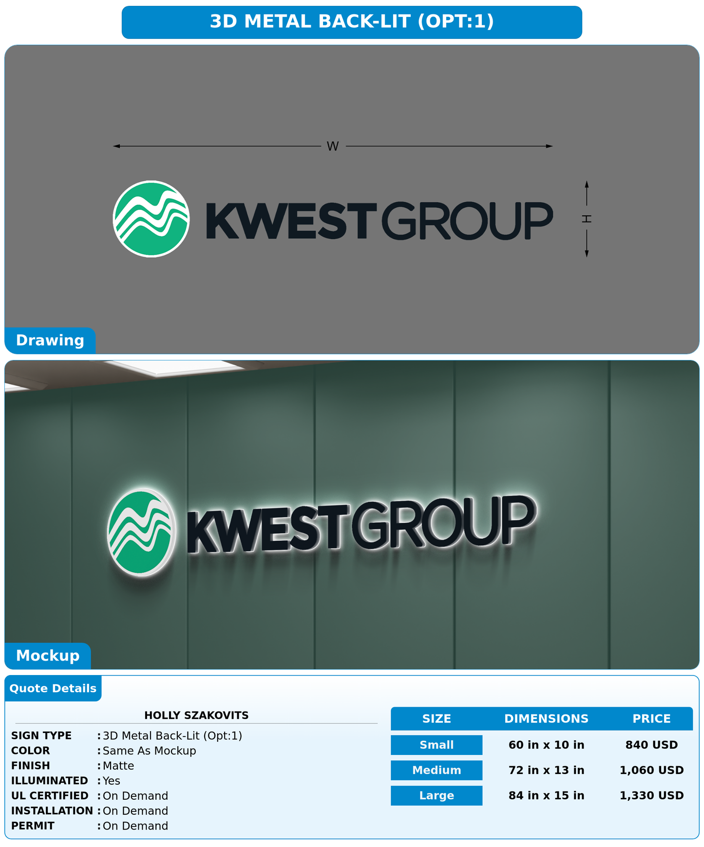 CUSTOM MOCKUP SIGN FOR Holly Szakovits