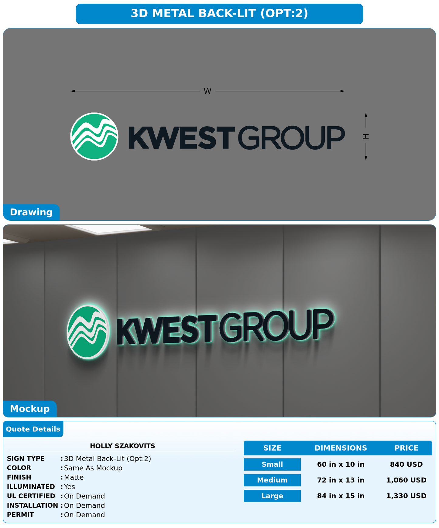 CUSTOM MOCKUP SIGN FOR Holly Szakovits
