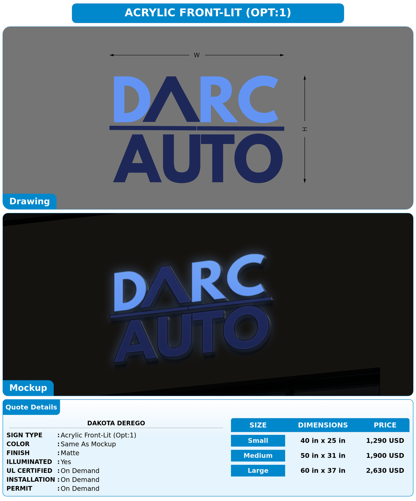 CUSTOM MOCKUP SIGN FOR Dakota Derego
