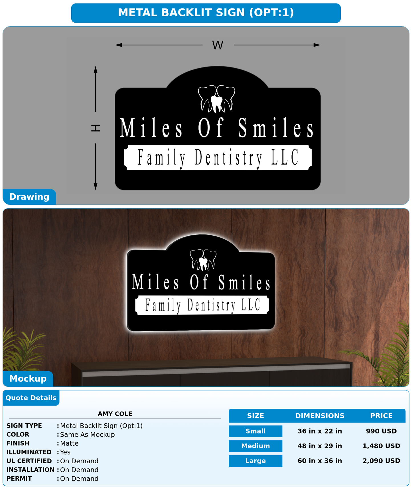 CUSTOM MOCKUP SIGN FOR Amy Cole