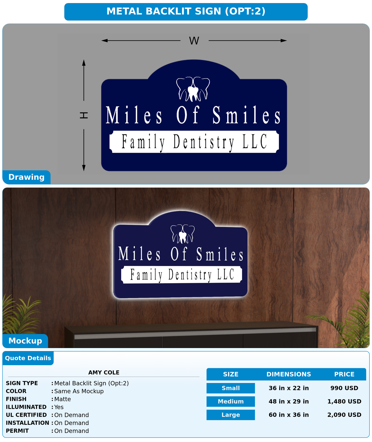 CUSTOM MOCKUP SIGN FOR Amy Cole
