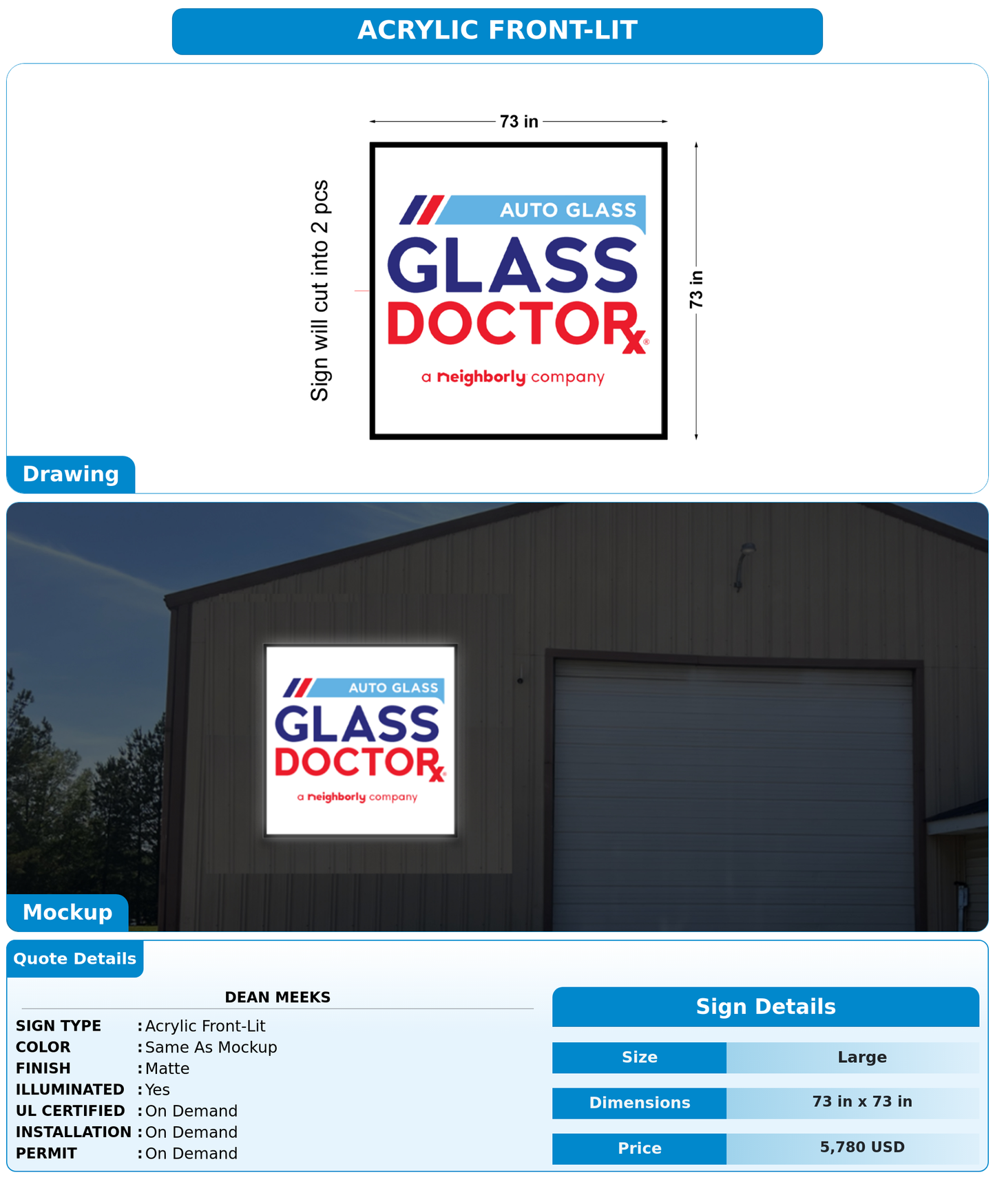 CUSTOM MOCKUP SIGN FOR Dean Meeks