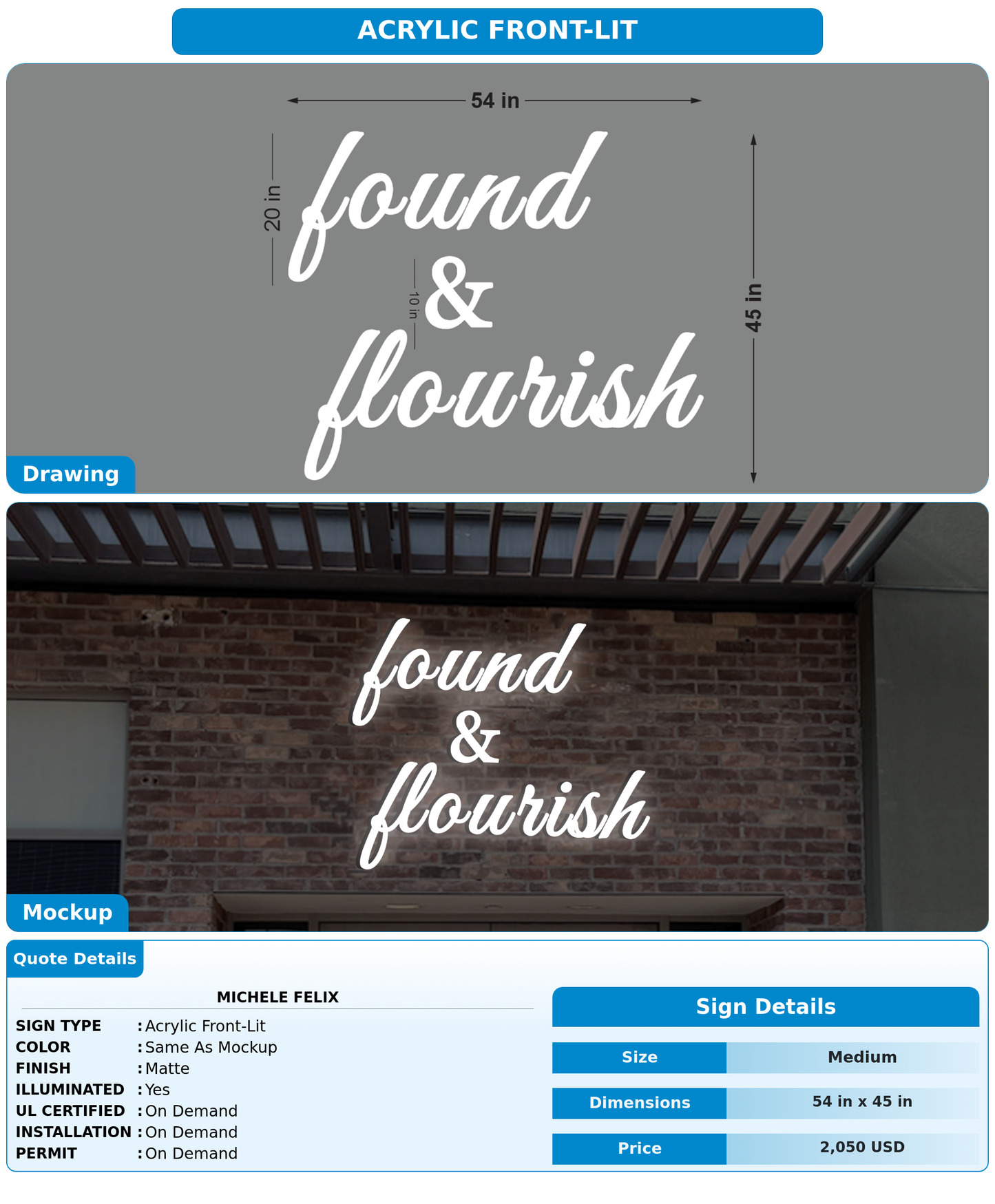 CUSTOM MOCKUP SIGN FOR Michele Felix