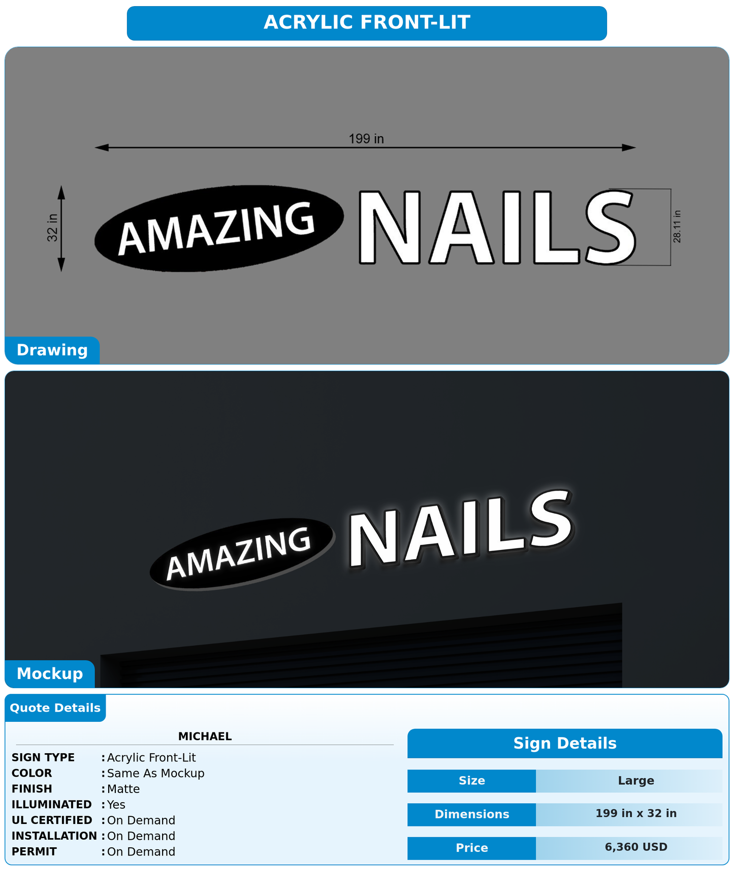 CUSTOM MOCKUP SIGN FOR Michael