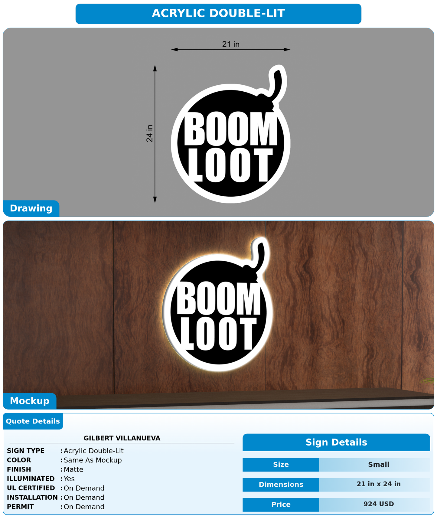 CUSTOM MOCKUP SIGN FOR Gilbert Villanueva