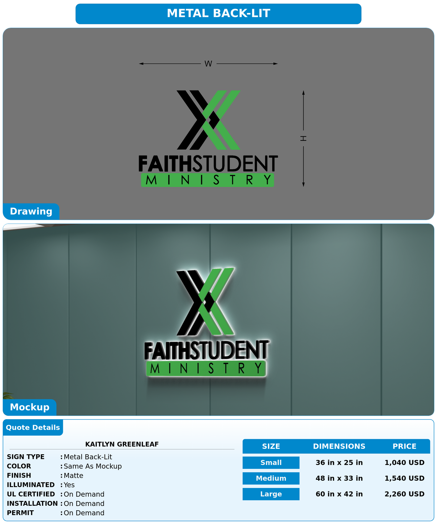 CUSTOM MOCKUP SIGN FOR Kaitlyn Greenleaf