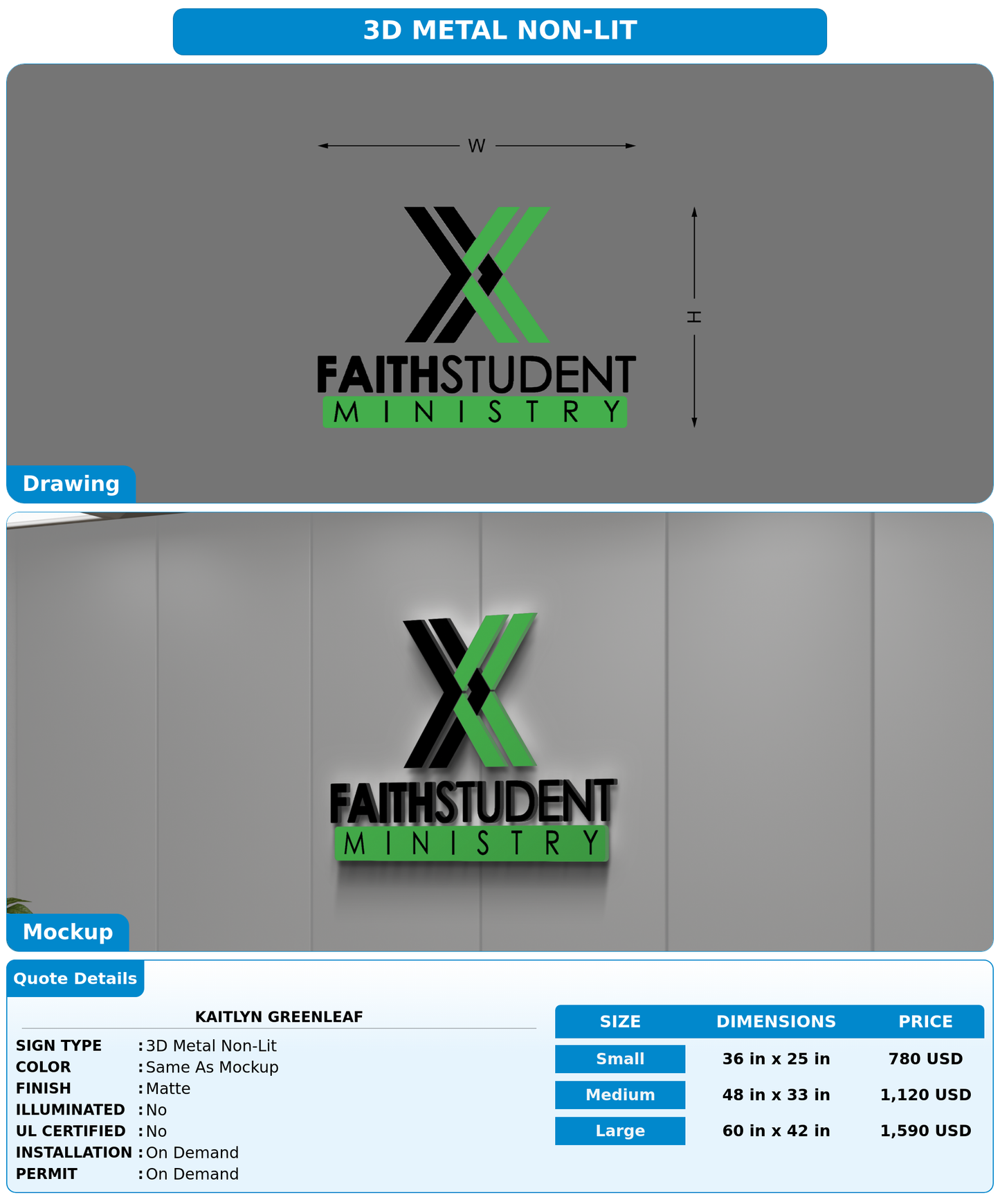 CUSTOM MOCKUP SIGN FOR Kaitlyn Greenleaf