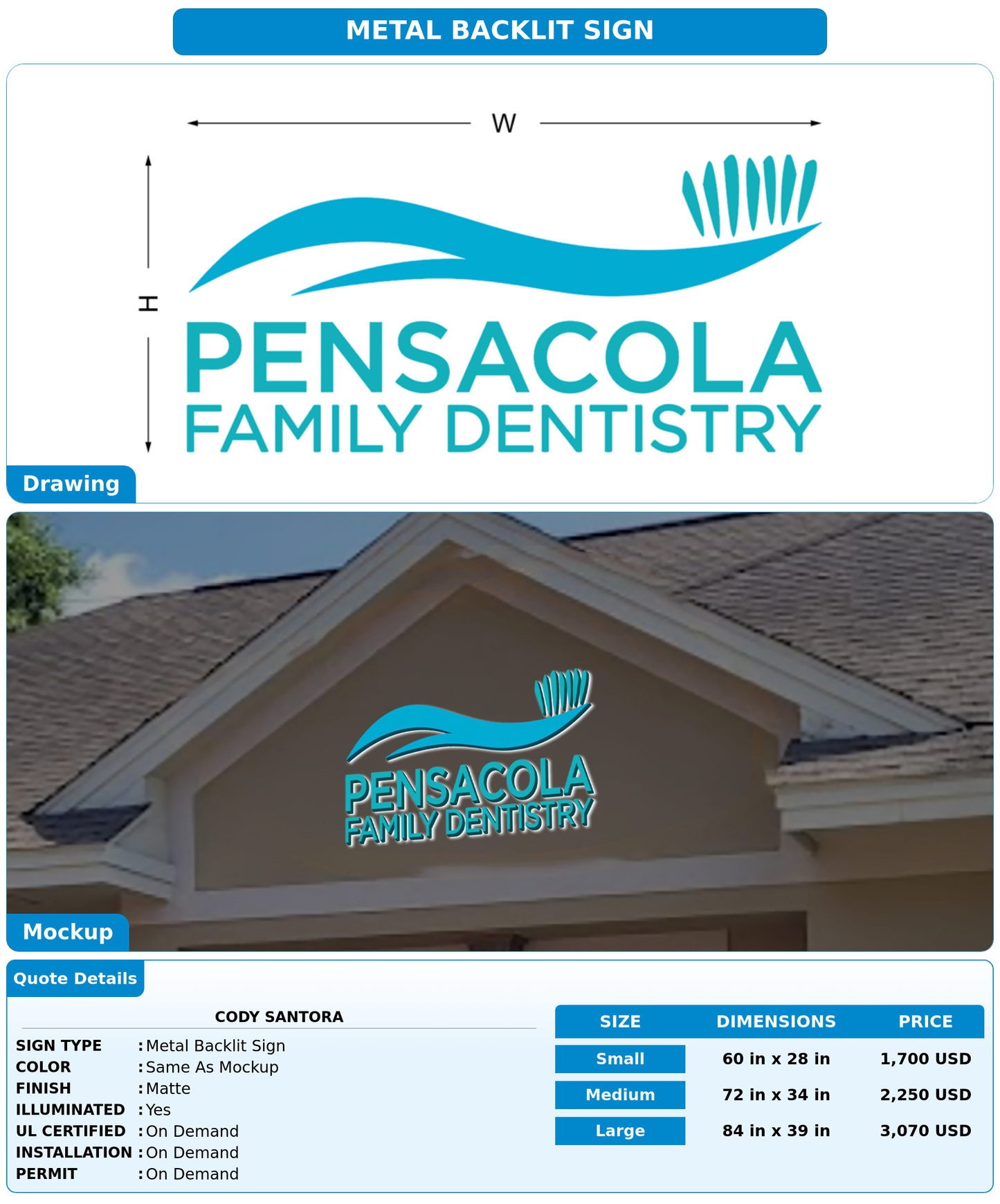 CUSTOM MOCKUP SIGN FOR Cody Santora