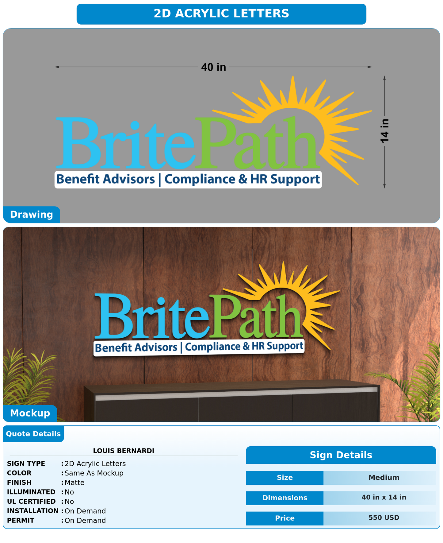 CUSTOM MOCKUP SIGN FOR Louis bernardi