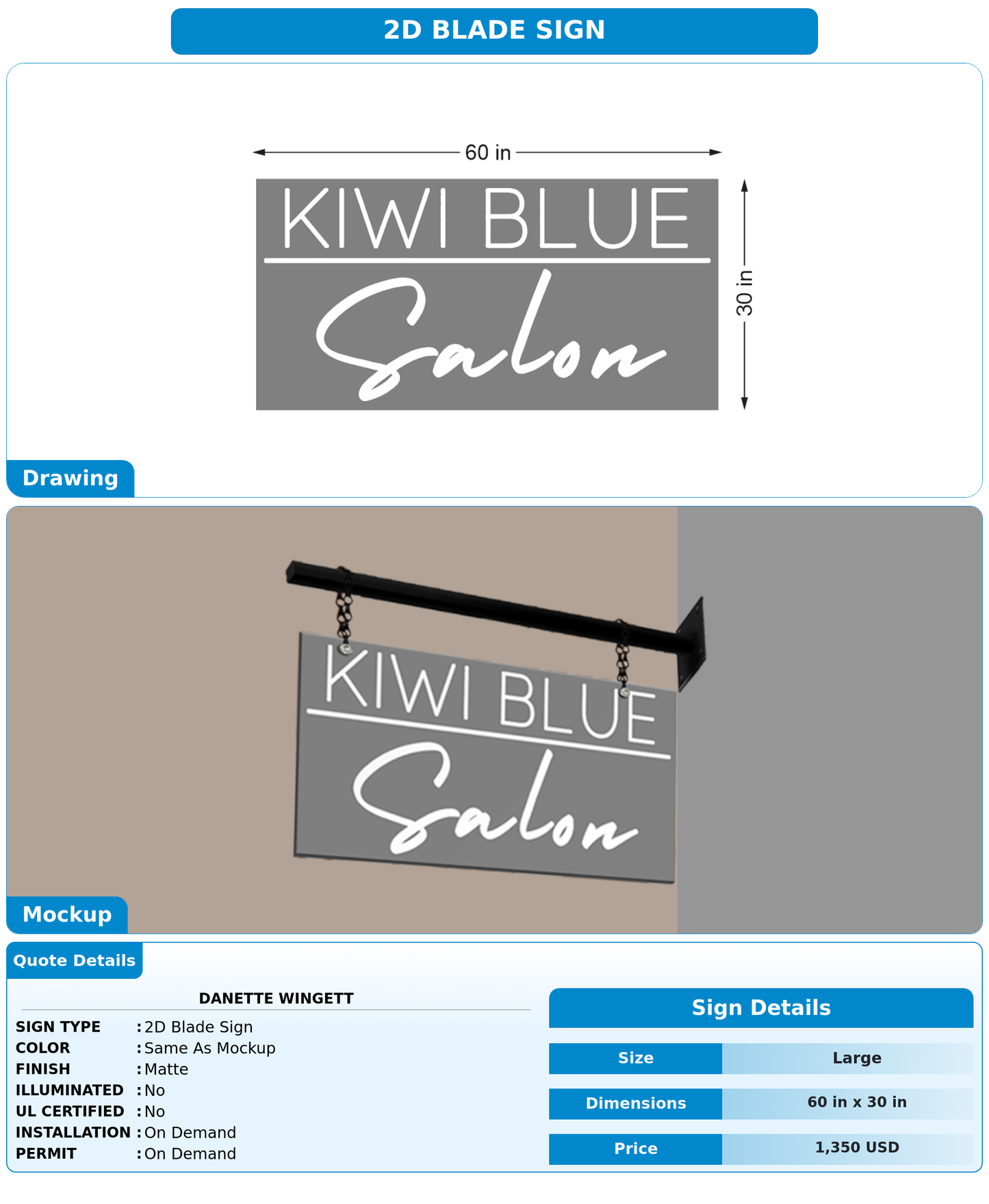 CUSTOM MOCKUP SIGN FOR Danette Wingett