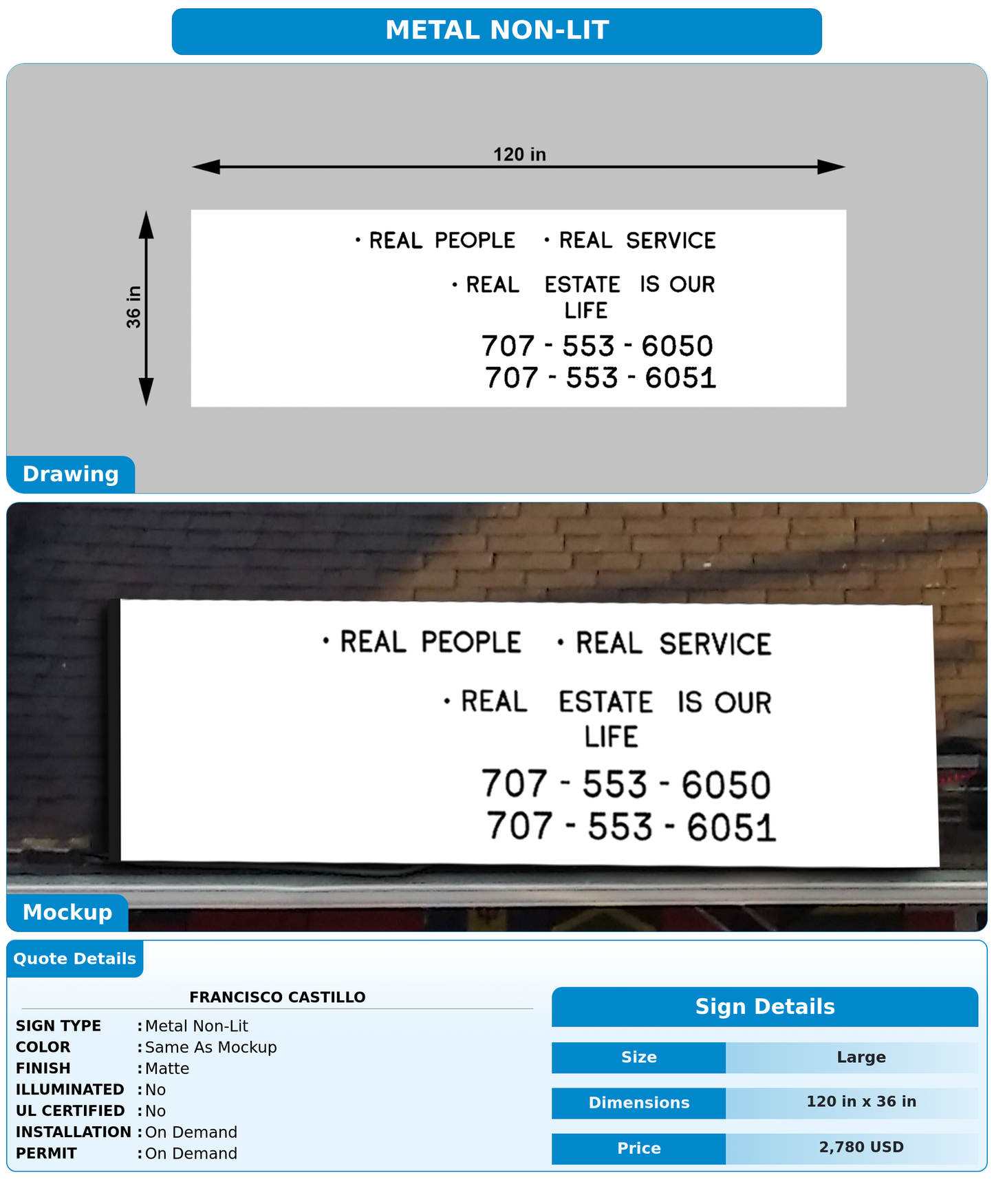 CUSTOM MOCKUP SIGN FOR Francisco Castillo