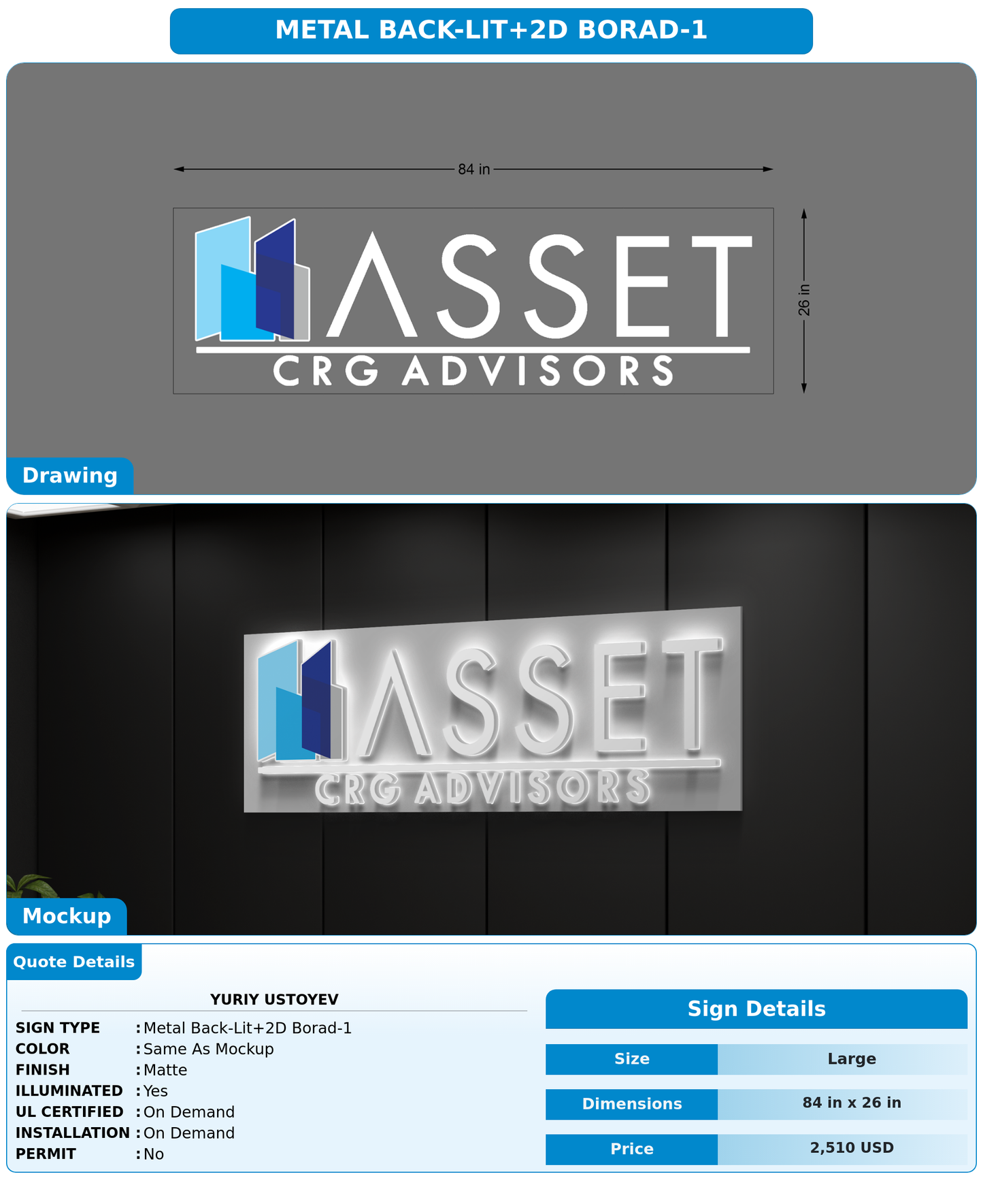 CUSTOM MOCKUP SIGN FOR Yuriy Ustoyev