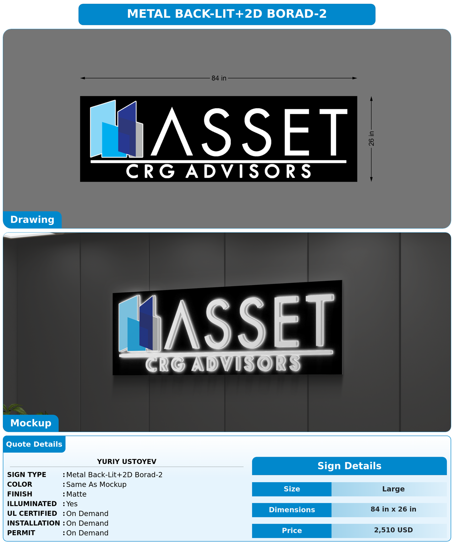 CUSTOM MOCKUP SIGN FOR Yuriy Ustoyev