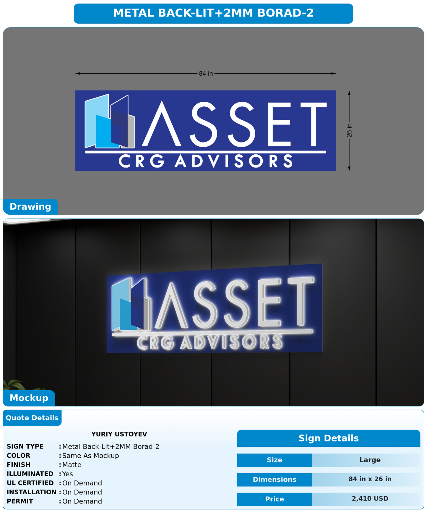 CUSTOM MOCKUP SIGN FOR Yuriy Ustoyev