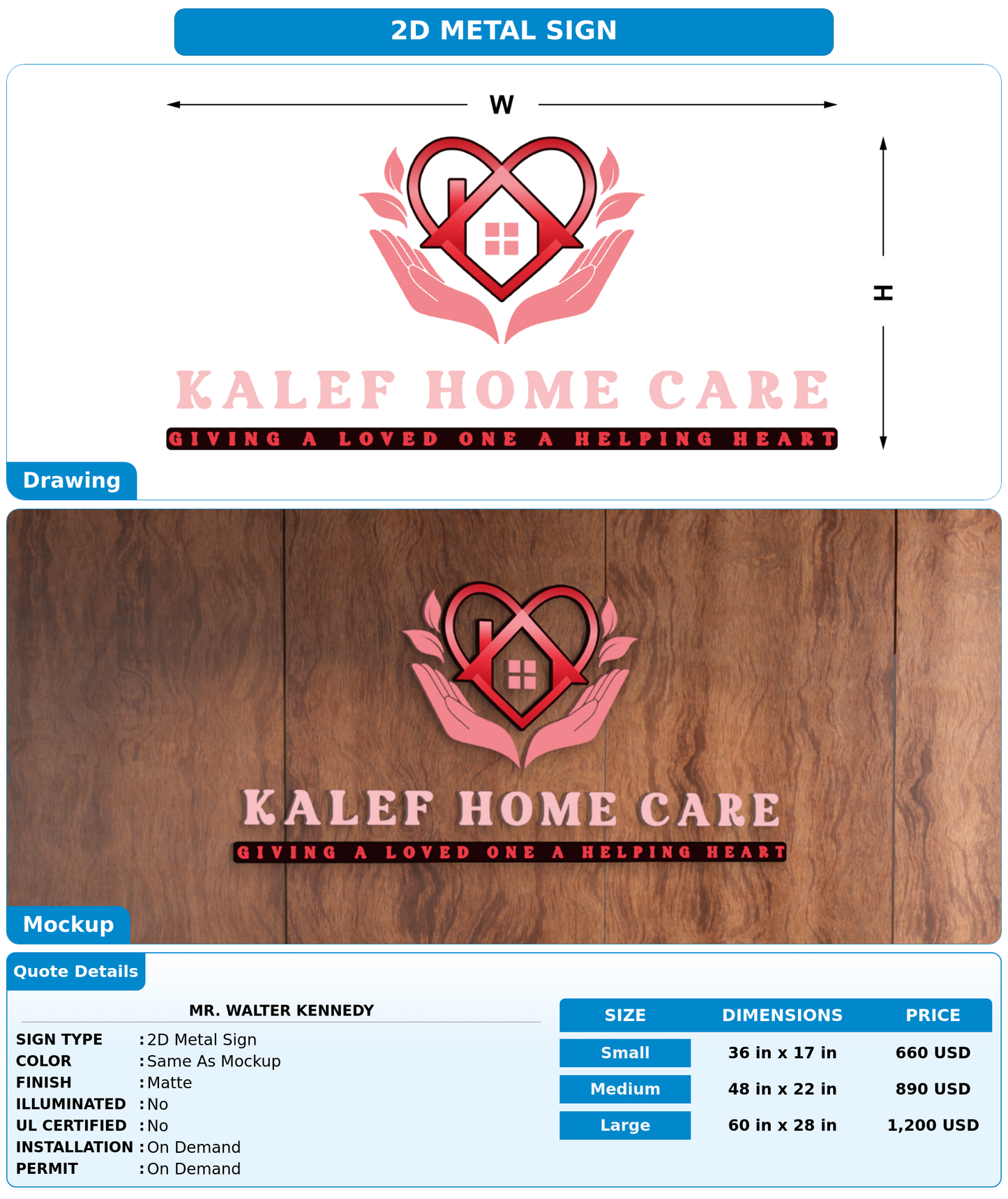 CUSTOM MOCKUP SIGN FOR Mr. Walter Kennedy