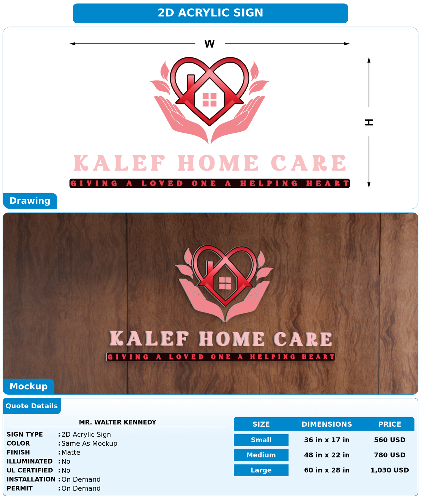 CUSTOM MOCKUP SIGN FOR Mr. Walter Kennedy