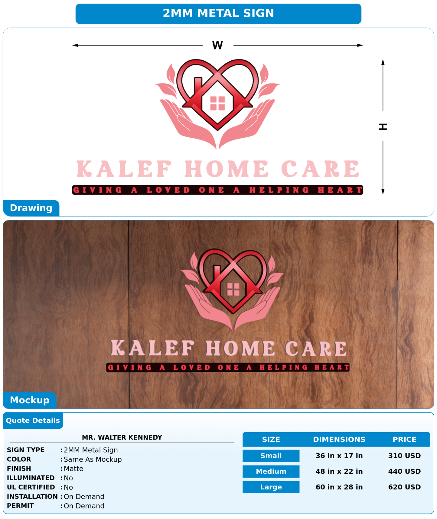 CUSTOM MOCKUP SIGN FOR Mr. Walter Kennedy