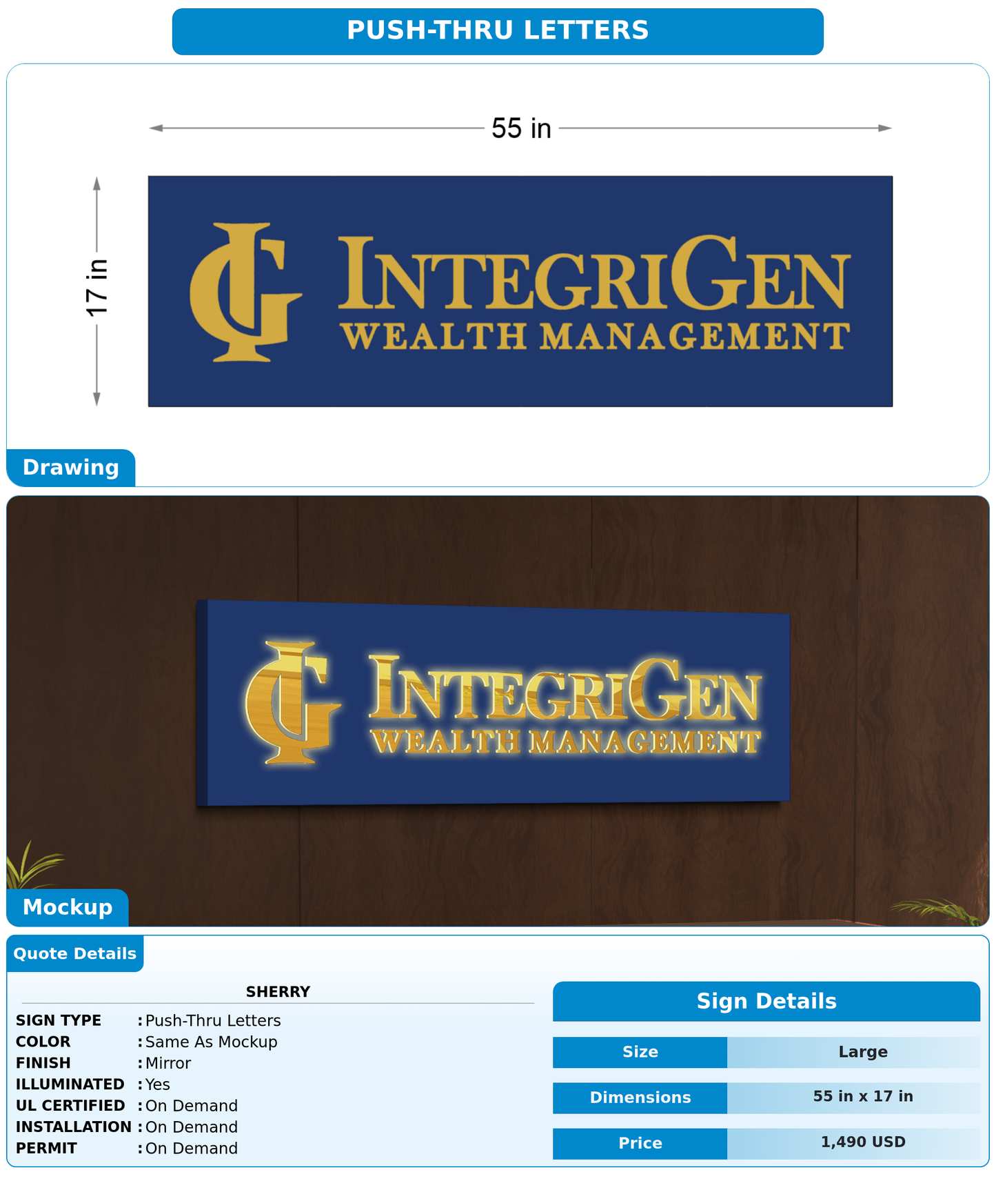 CUSTOM MOCKUP SIGN FOR Sherry