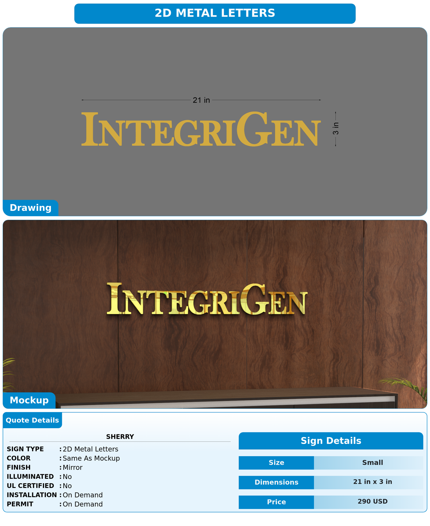 CUSTOM MOCKUP SIGN FOR Sherry