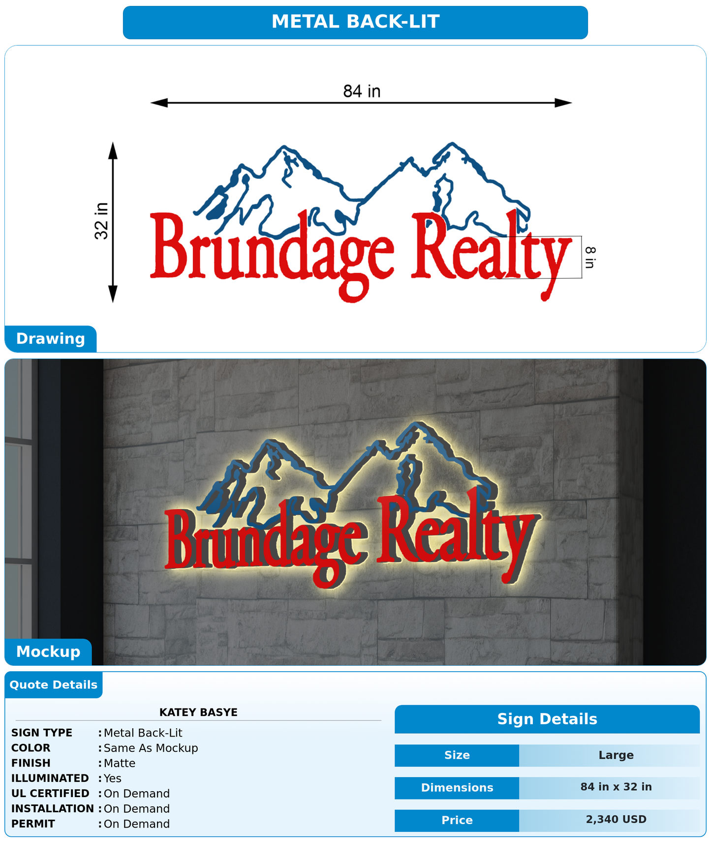 CUSTOM MOCKUP SIGN FOR Katey Basye