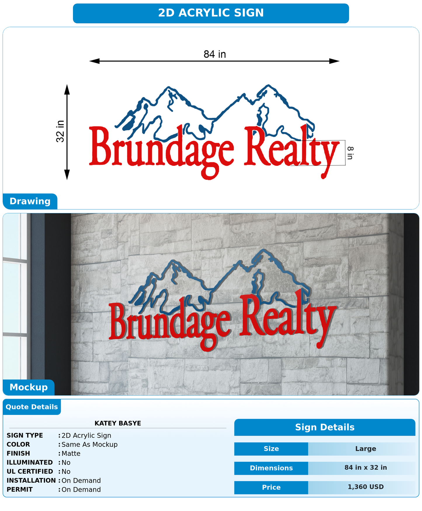 CUSTOM MOCKUP SIGN FOR Katey Basye
