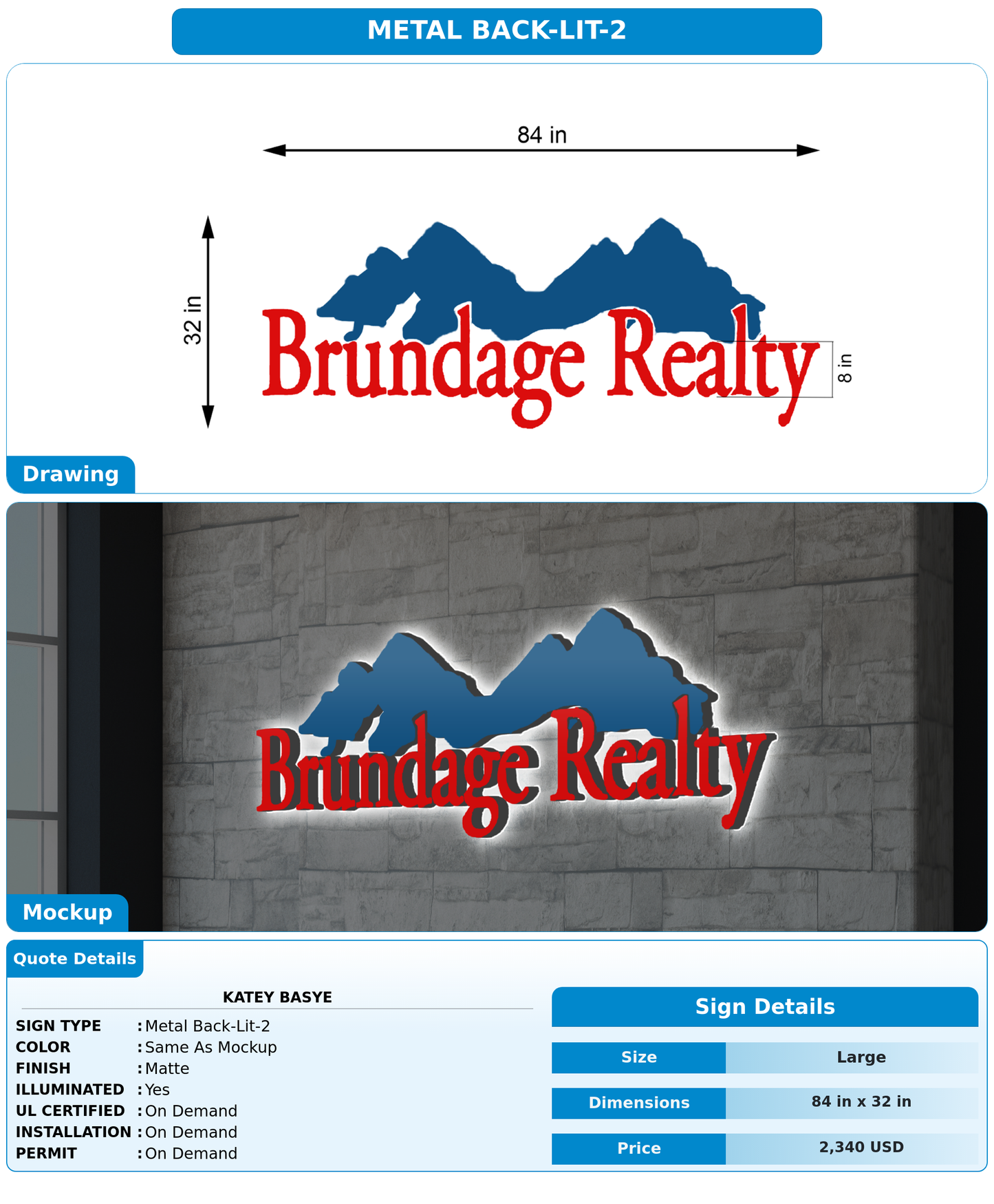 CUSTOM MOCKUP SIGN FOR Katey Basye
