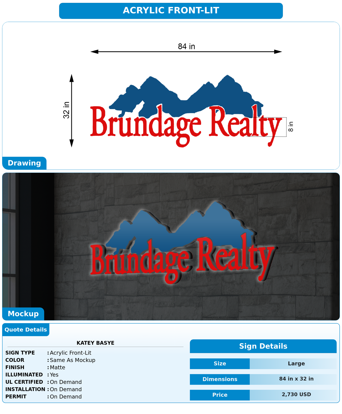 CUSTOM MOCKUP SIGN FOR Katey Basye