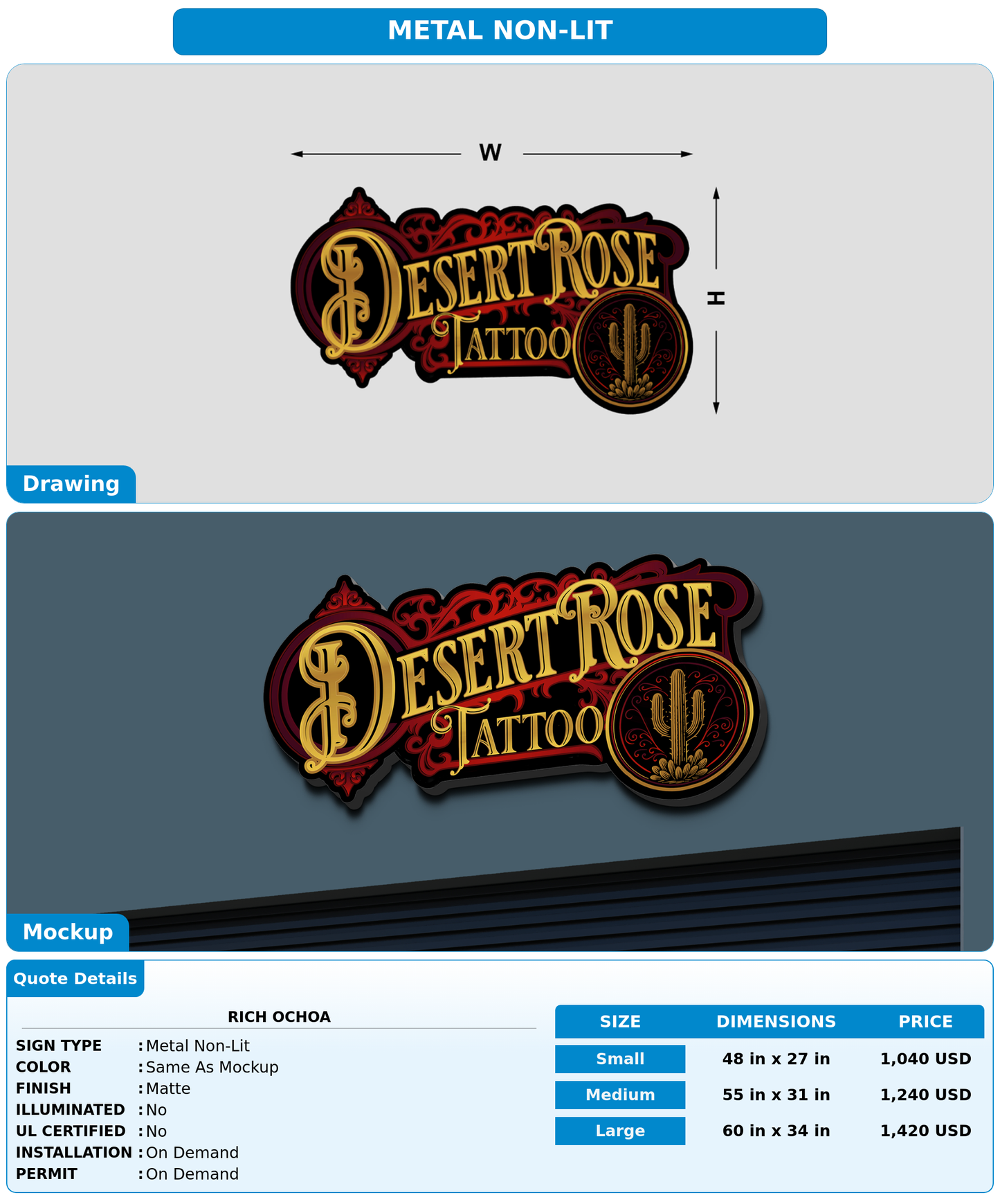 CUSTOM MOCKUP SIGN FOR Rich Ochoa