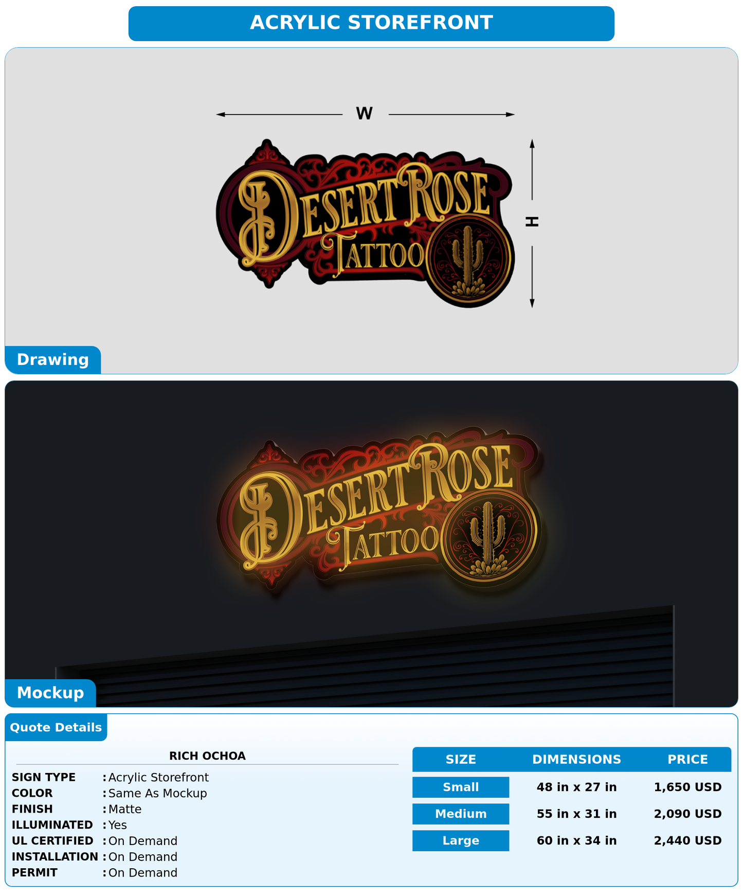 CUSTOM MOCKUP SIGN FOR Rich Ochoa