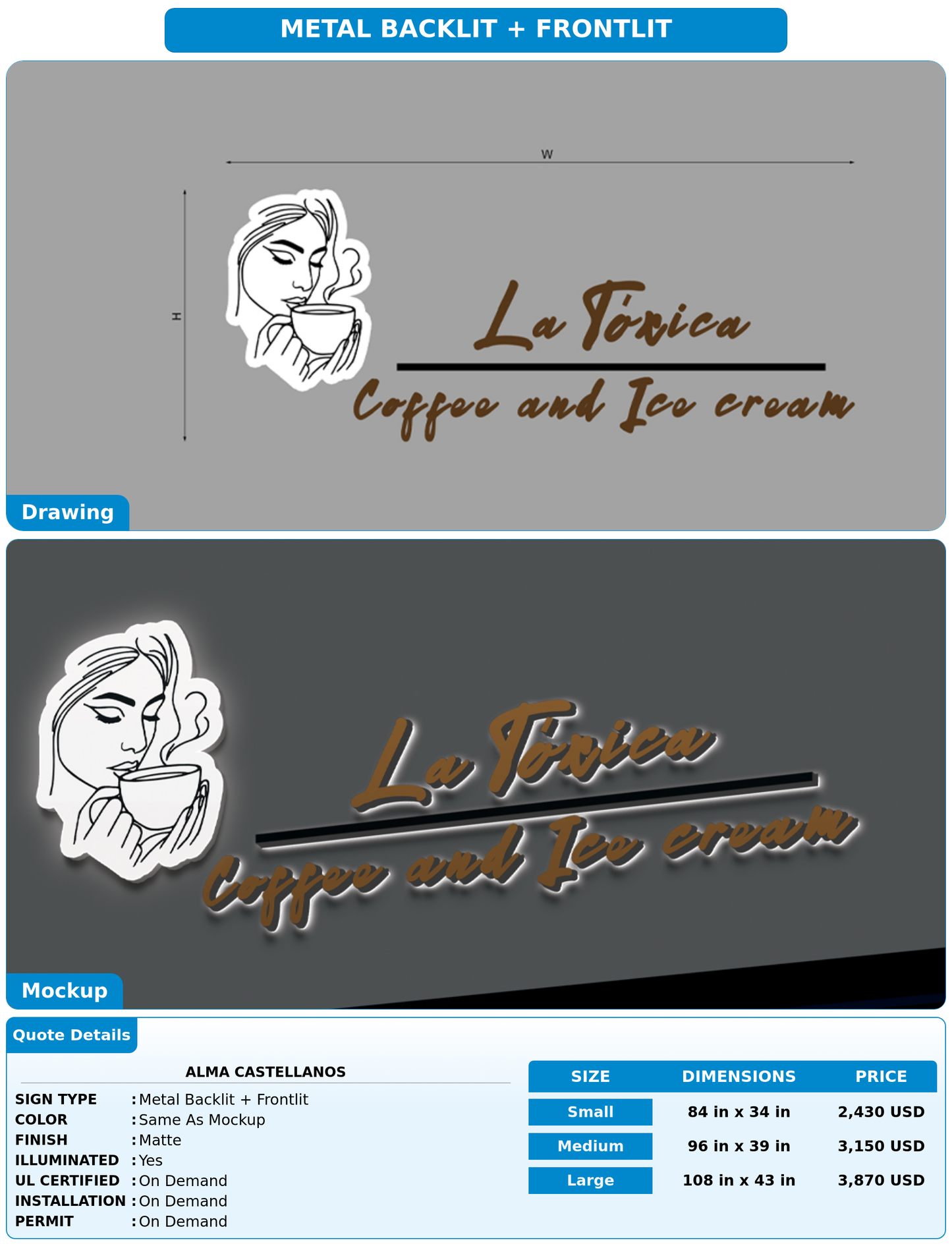 CUSTOM MOCKUP SIGN FOR Alma Castellanos