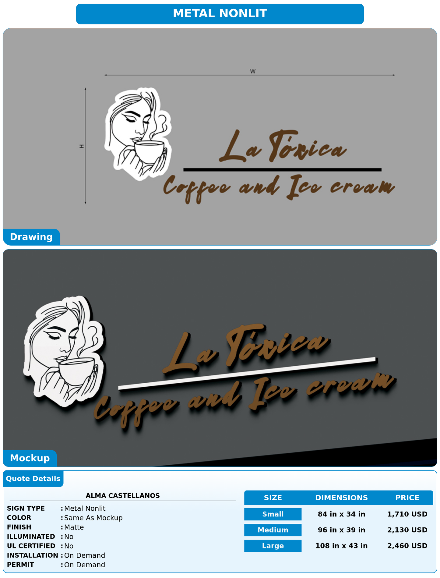 CUSTOM MOCKUP SIGN FOR Alma Castellanos