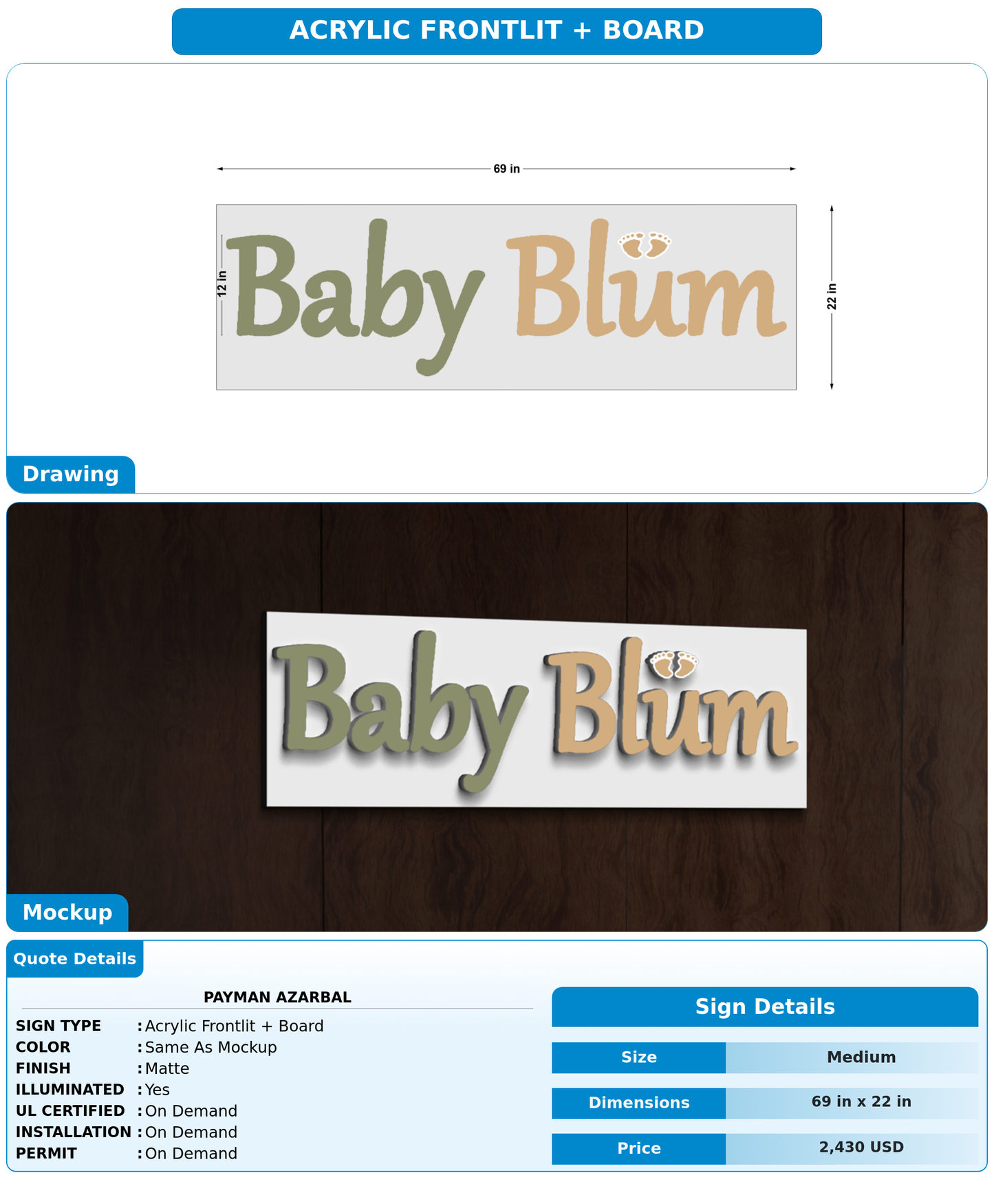 CUSTOM MOCKUP SIGN FOR payman azarbal