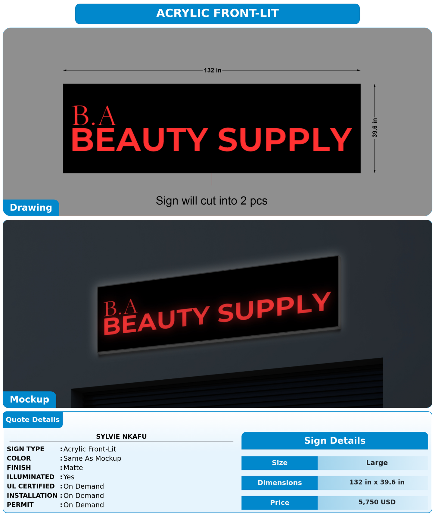 CUSTOM MOCKUP SIGN FOR Sylvie NKAFU