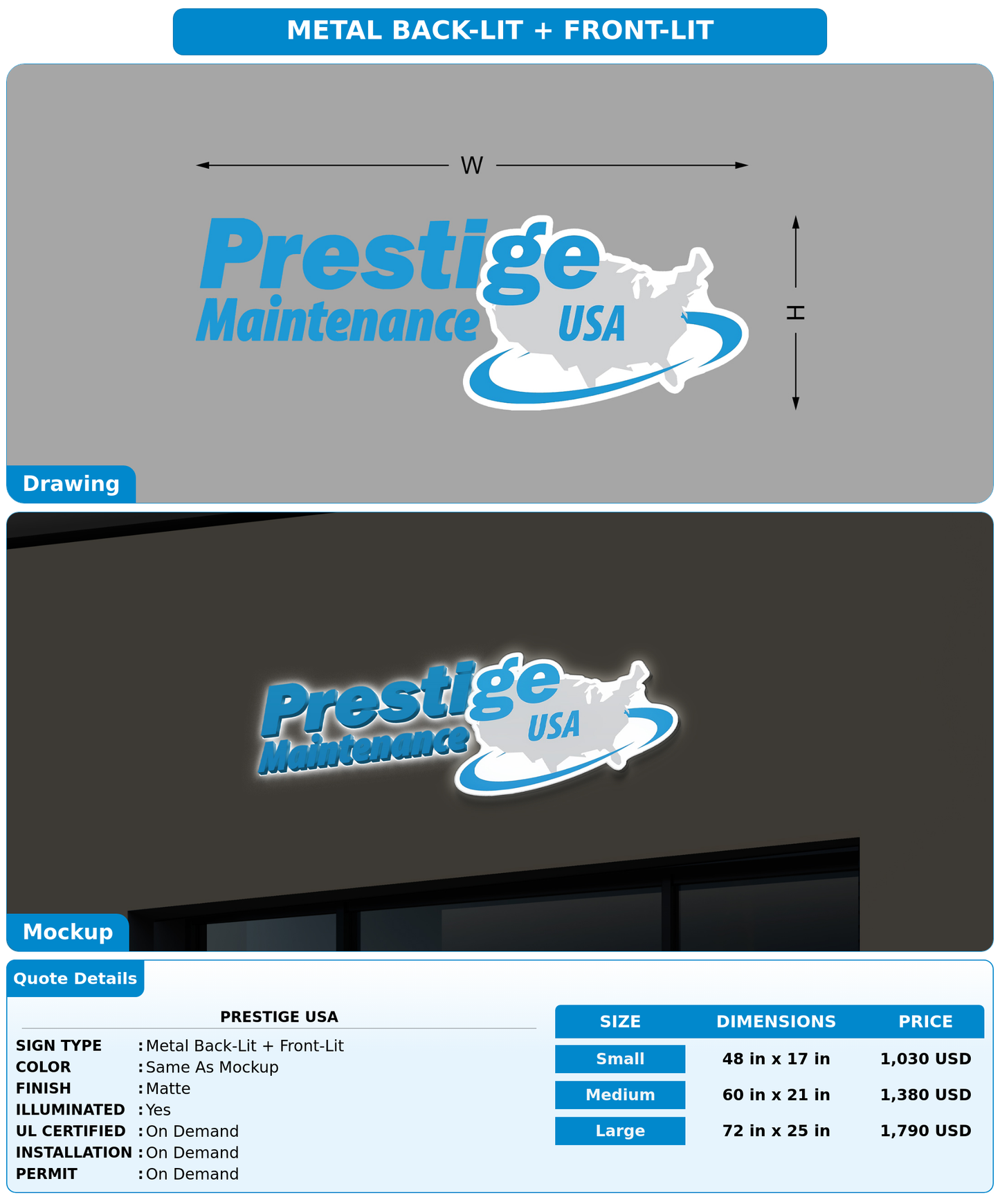 CUSTOM MOCKUP SIGN FOR prestige usa