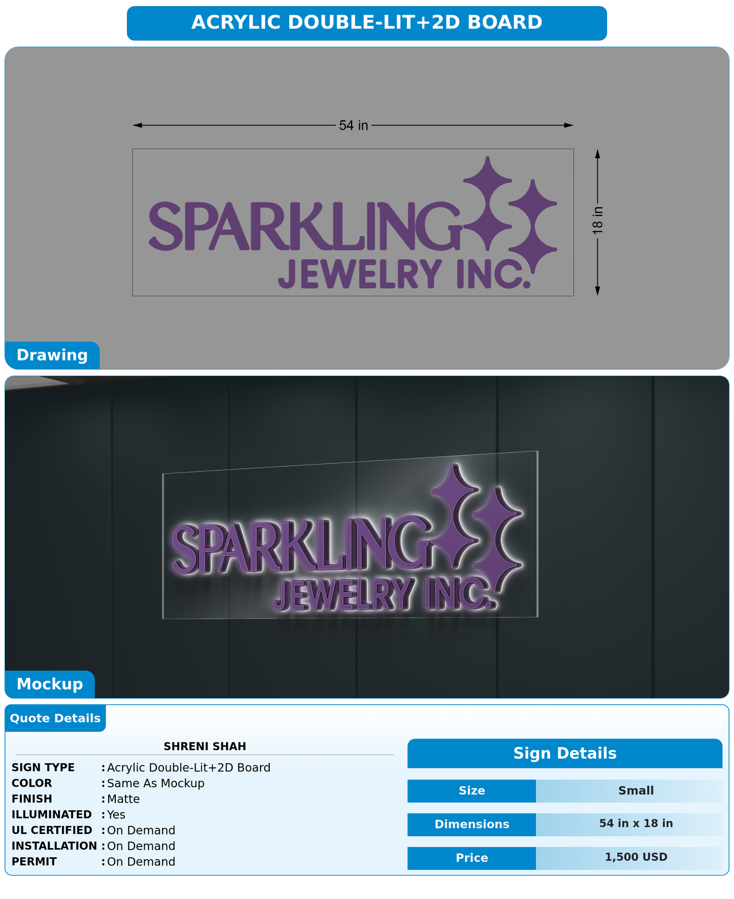 CUSTOM MOCKUP SIGN FOR Shreni shah