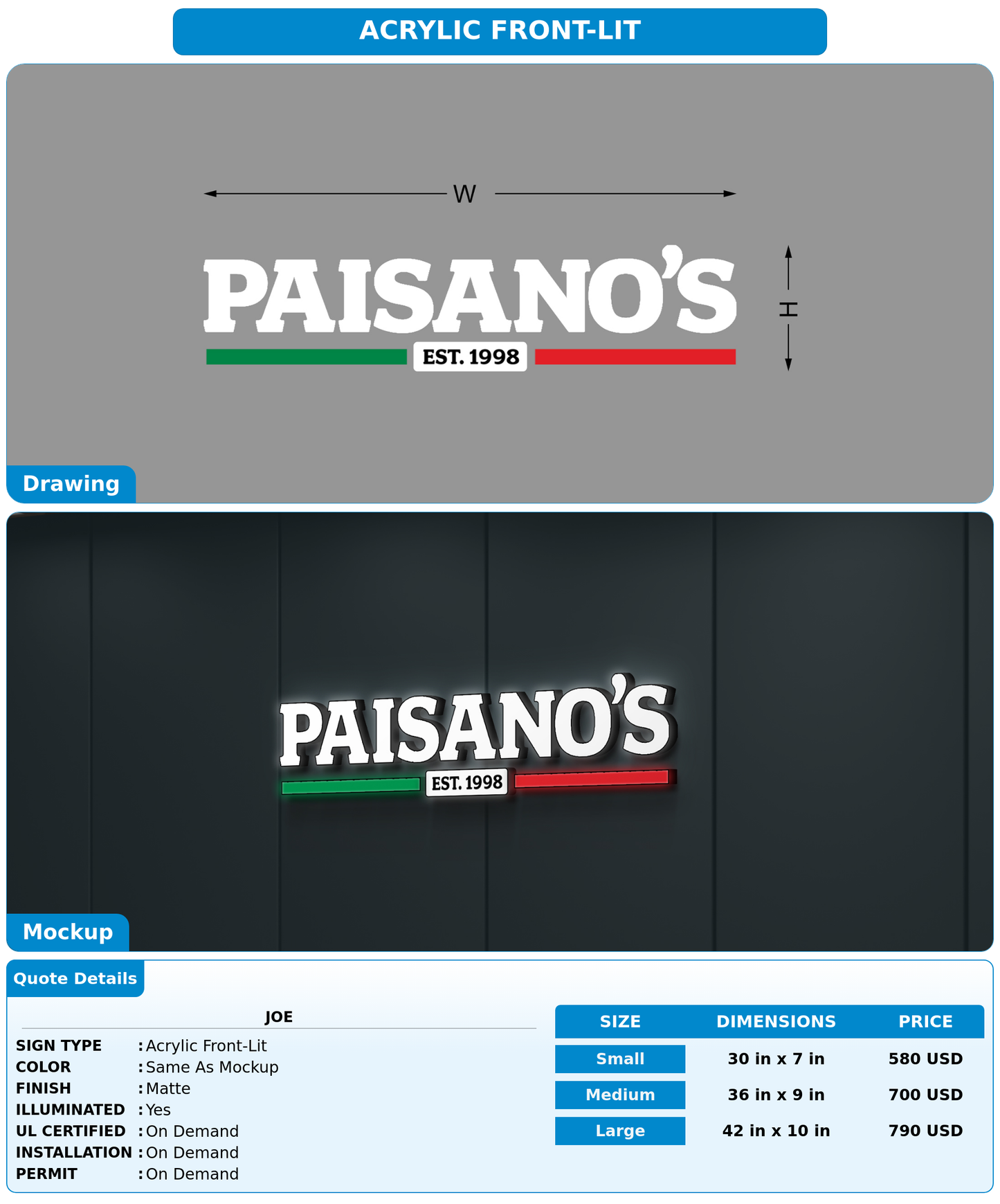 CUSTOM MOCKUP SIGN FOR Joe