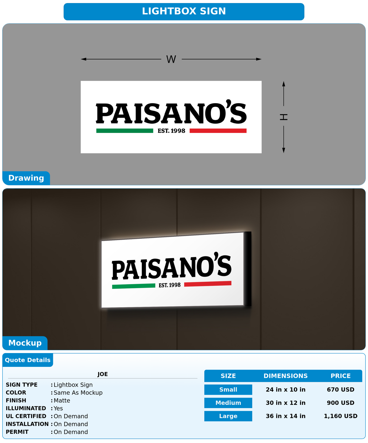 CUSTOM MOCKUP SIGN FOR Joe