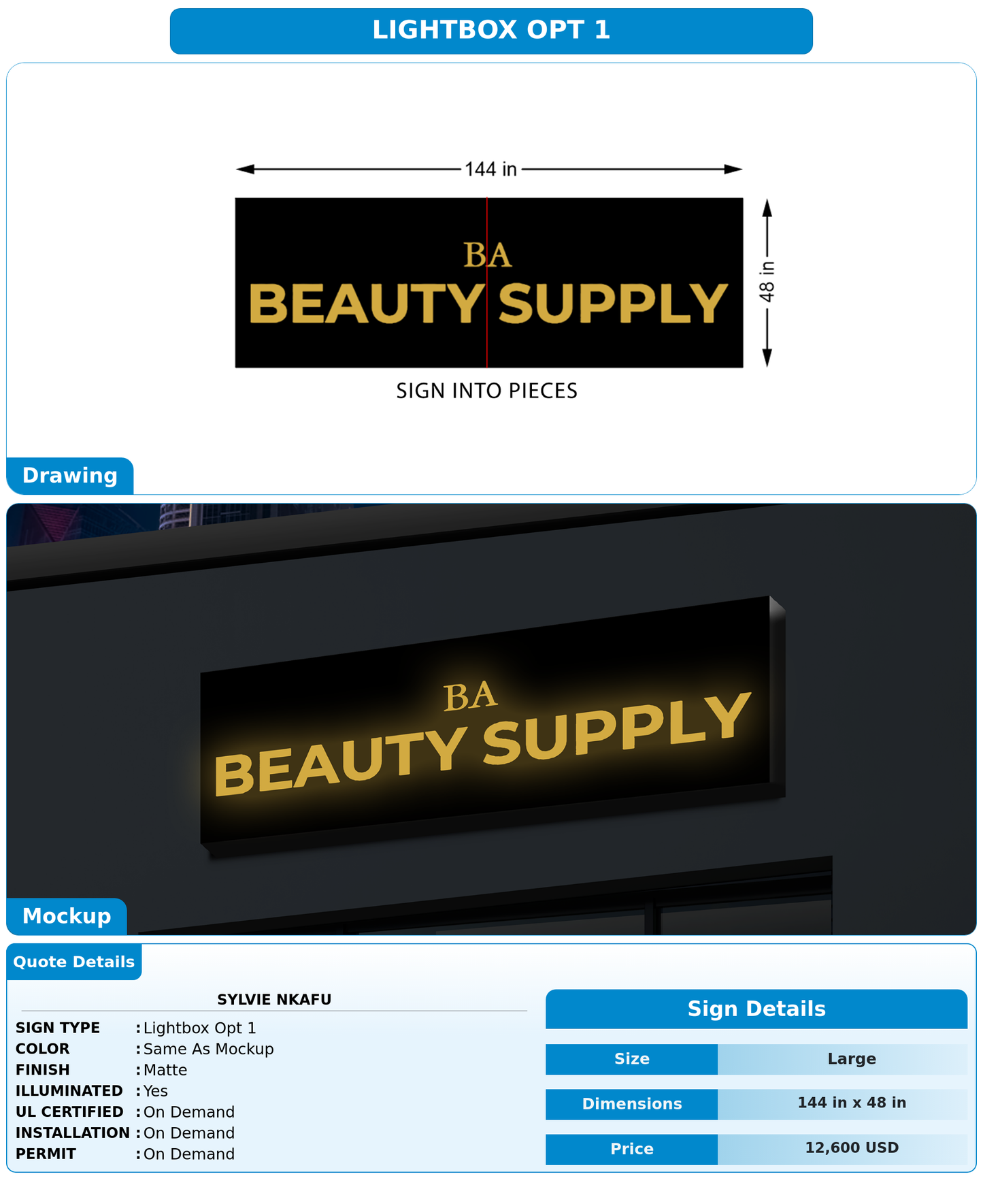 CUSTOM MOCKUP SIGN FOR Sylvie NKAFU