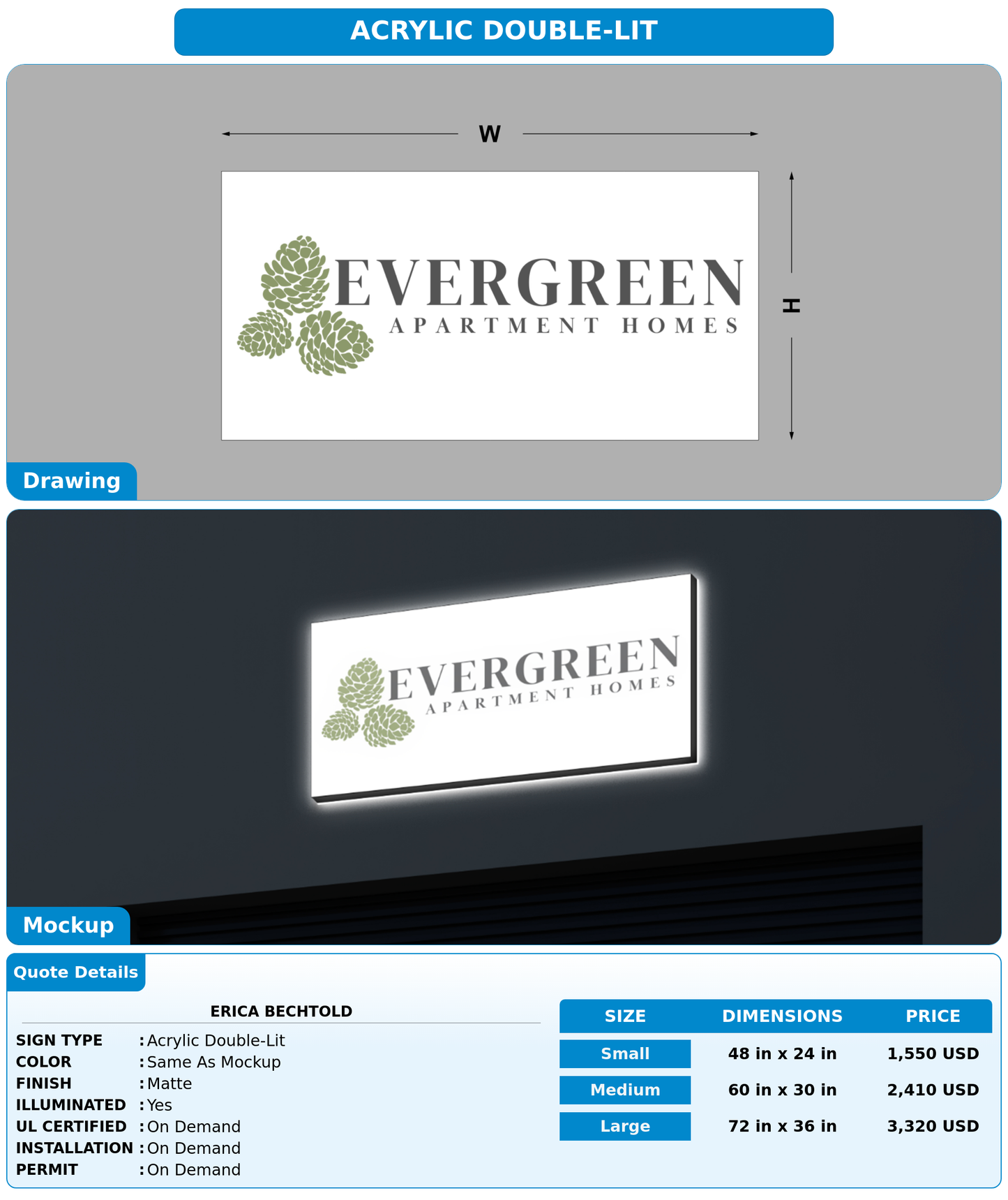 CUSTOM MOCKUP SIGN FOR Erica Bechtold