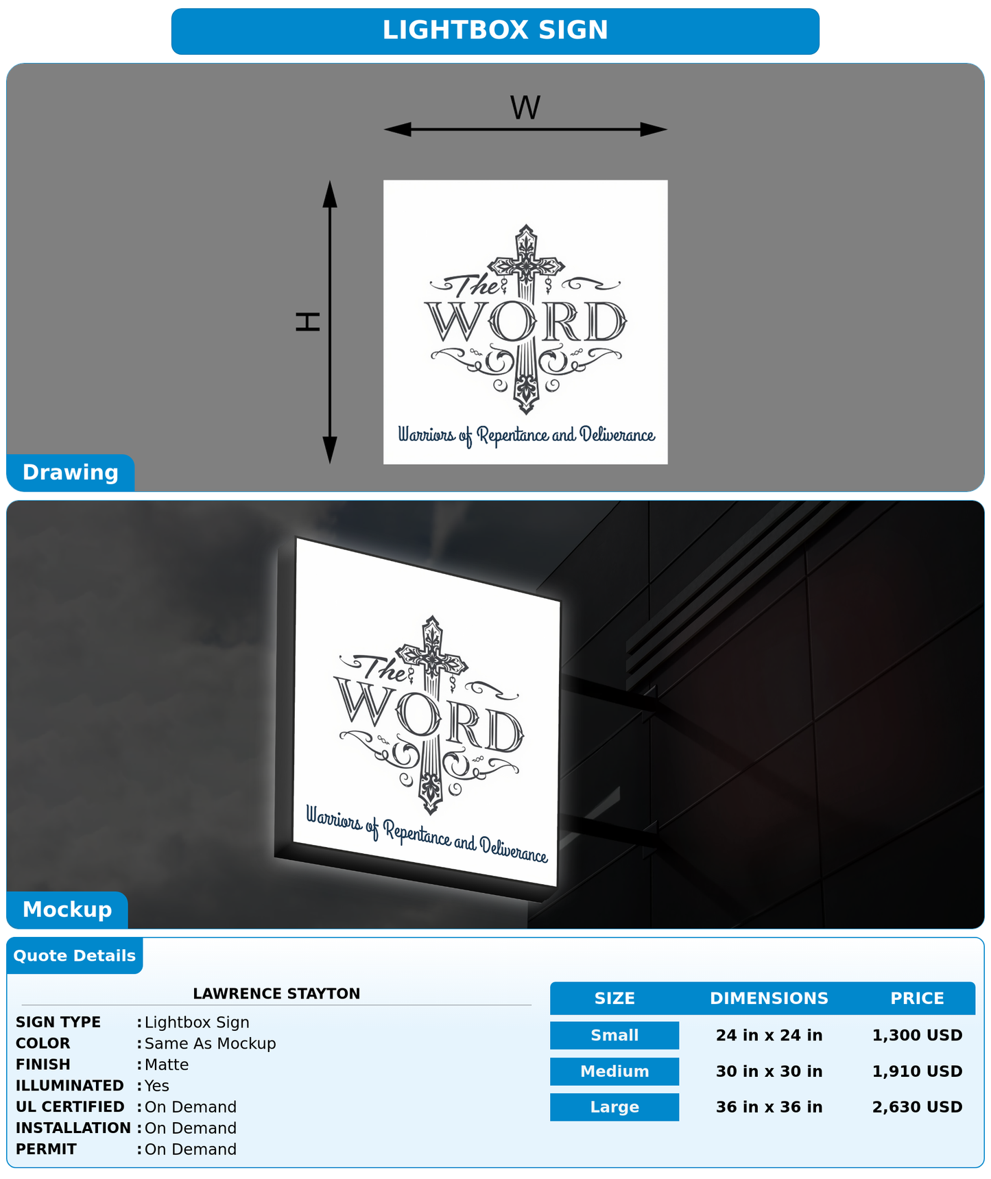 CUSTOM MOCKUP SIGN FOR Lawrence Stayton