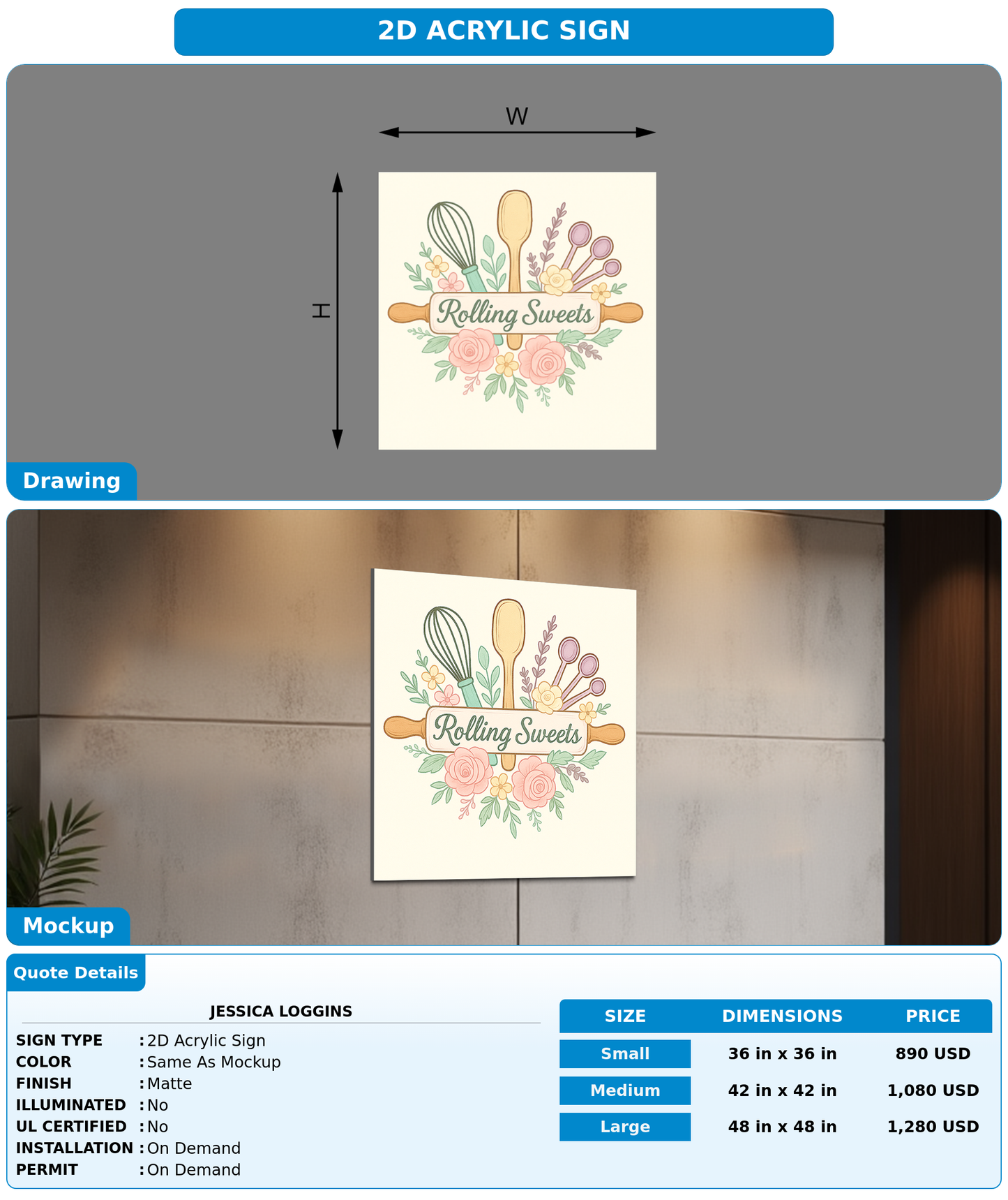 CUSTOM MOCKUP SIGN FOR Jessica Loggins